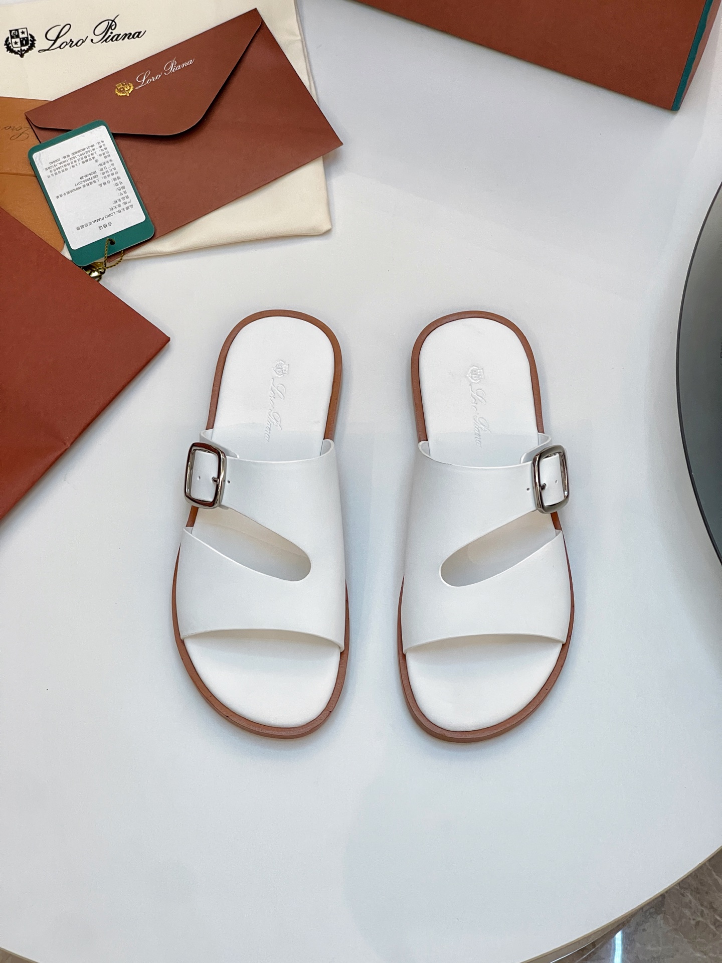 Loro Piana Men's Summer Leather Sandals - Stylish & Comfortable 2 i1746550498908 8429 0 0