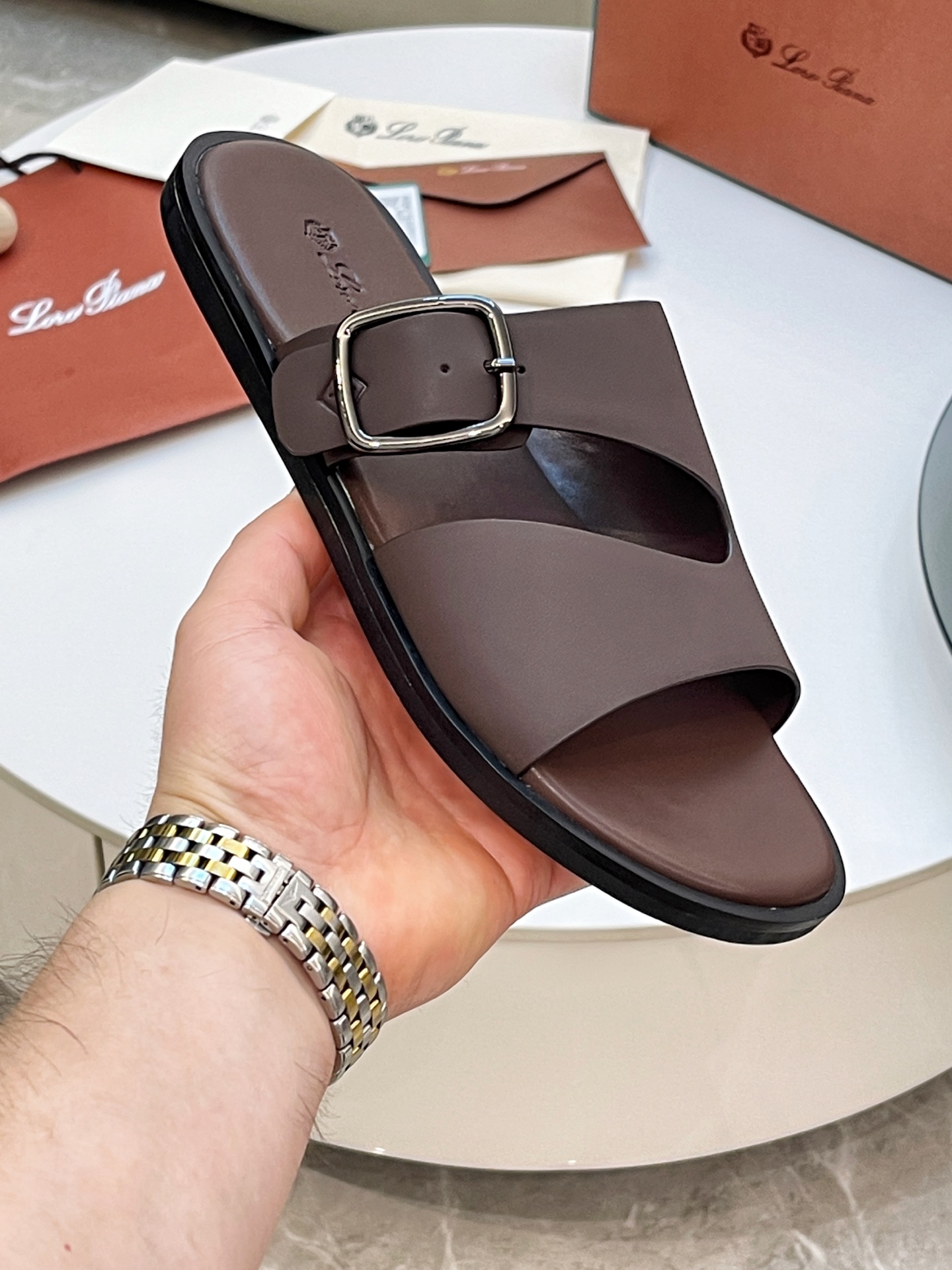 Loro Piana Men's Leather Buckle Slides - Italian Craftsmanship, Sizes 39-44 5 i1746550520340 5155 0 3