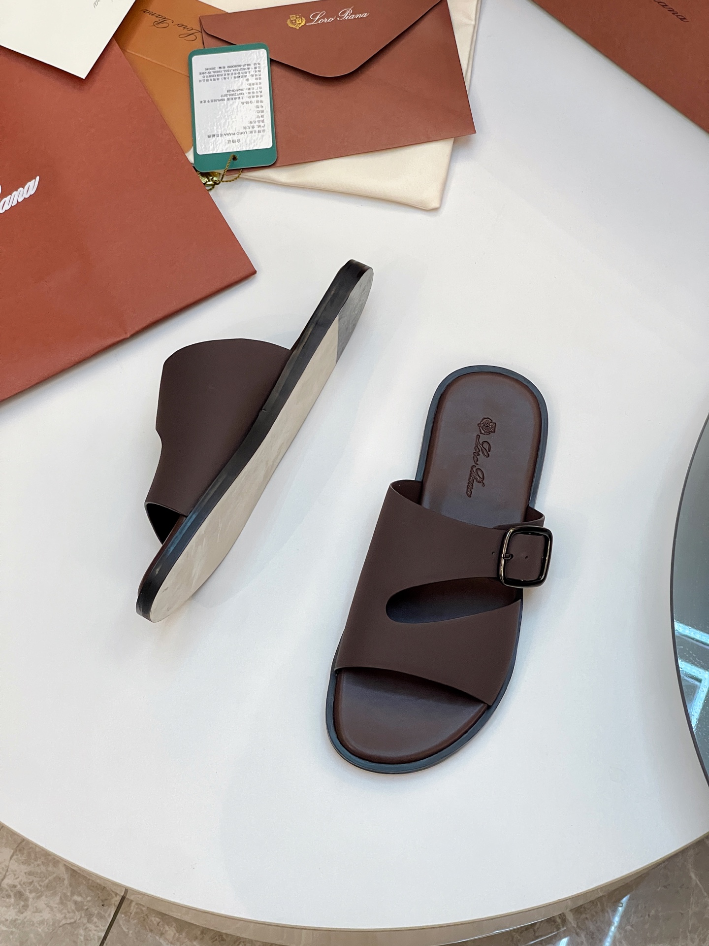 Loro Piana Men's Leather Buckle Slides - Italian Craftsmanship, Sizes 39-44 9 i1746550520357 8798 0 7
