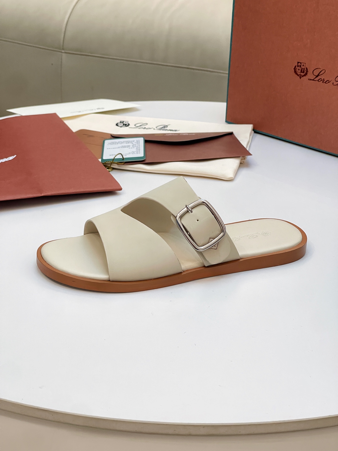 Loro Piana Men's Leather Buckle Slide Sandals - Stylish Summer Comfort 6 i1746550540989 4387 0 4