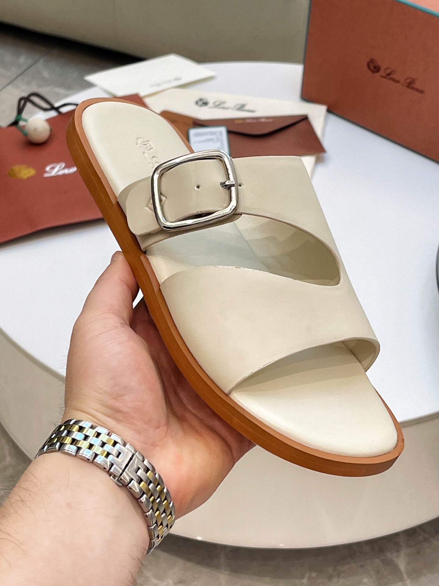 Loro Piana Men's Leather Buckle Slide Sandals - Stylish Summer Comfort 5 i1746550541030 1292 0 3