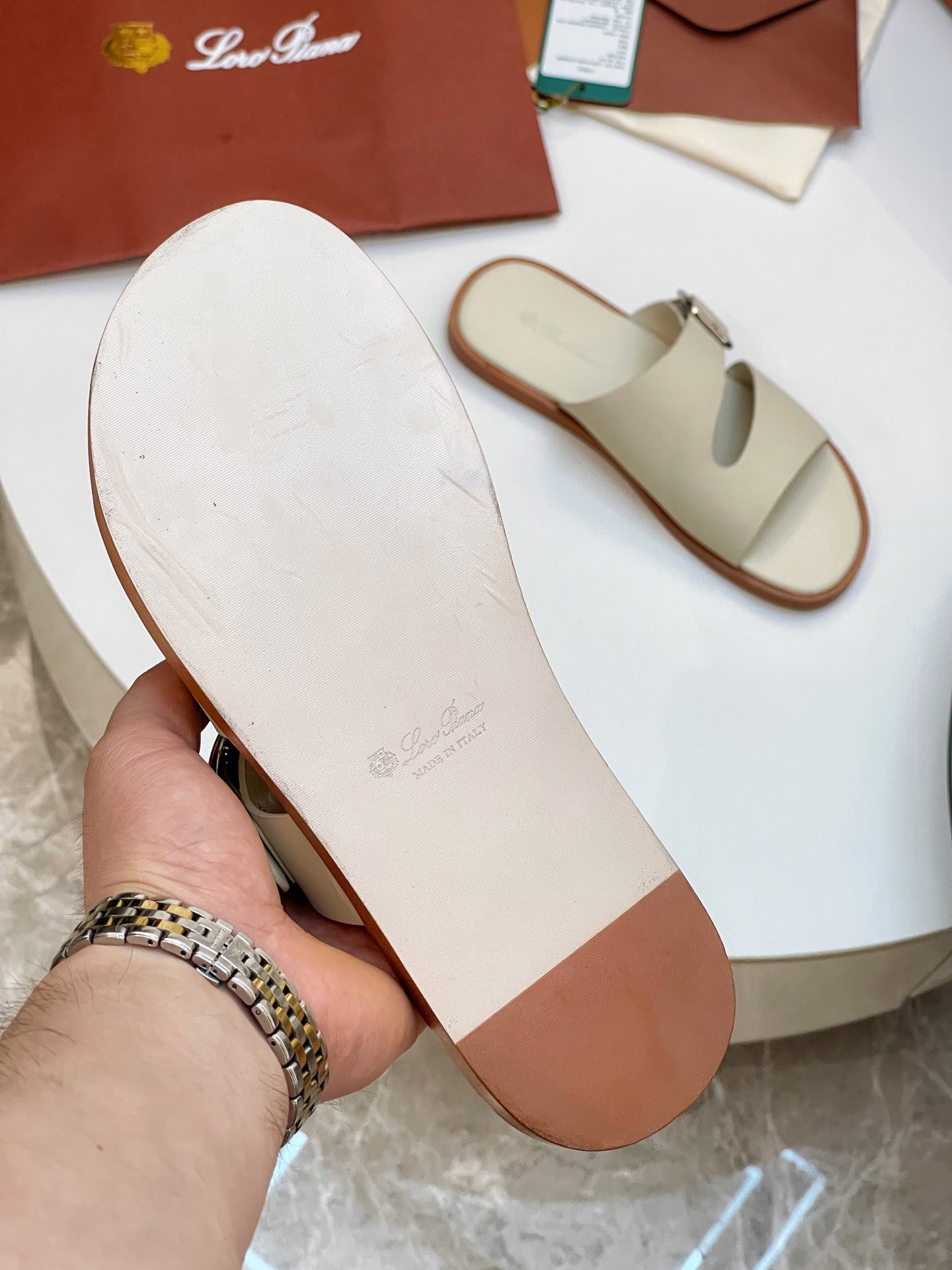 Loro Piana Men's Leather Buckle Slide Sandals - Stylish Summer Comfort 10 i1746550541066 1567 0 8