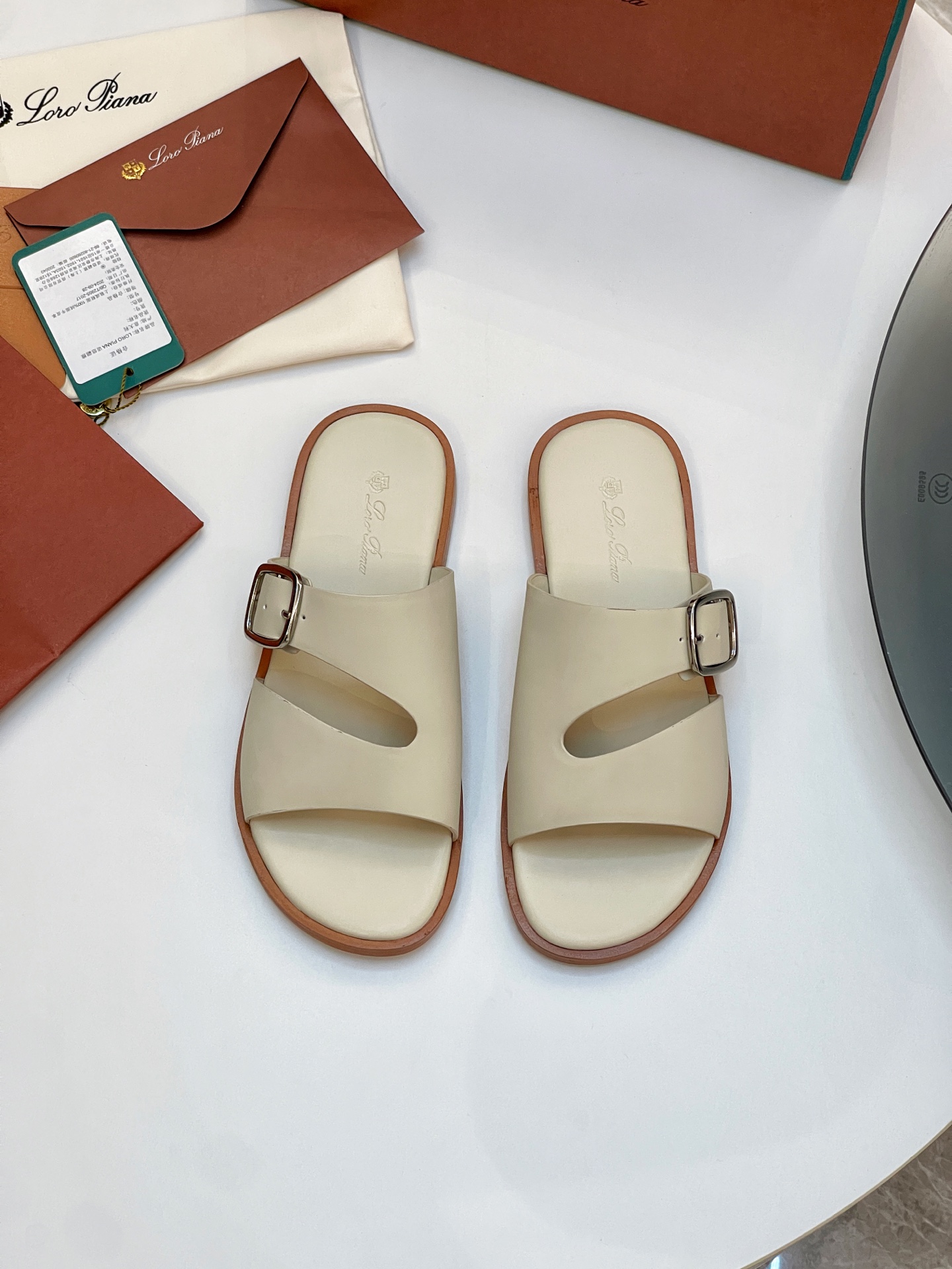 Loro Piana Men's Leather Buckle Slide Sandals - Stylish Summer Comfort 2 i1746550544342 4393 0 0