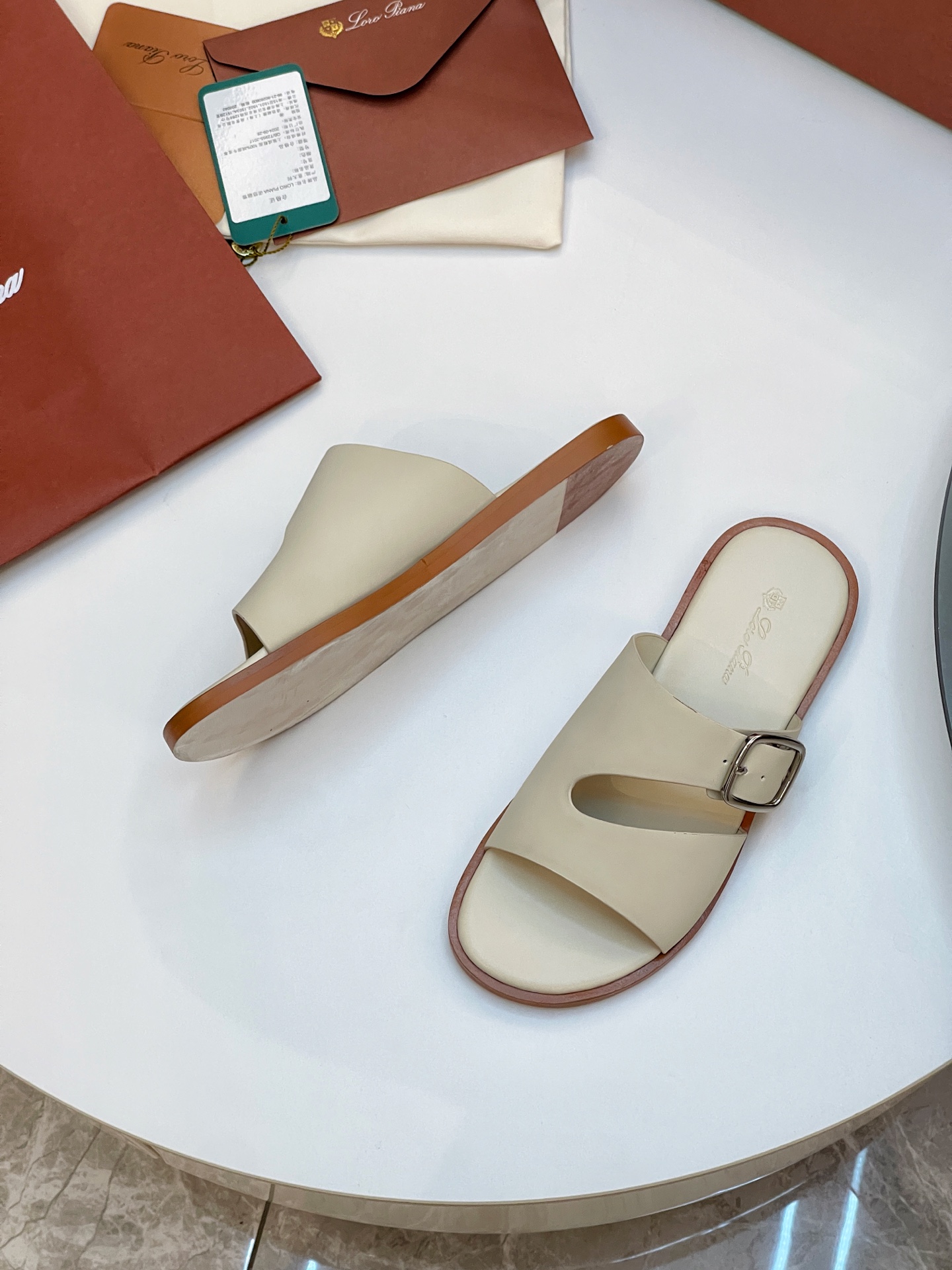 Loro Piana Men's Leather Buckle Slide Sandals - Stylish Summer Comfort 8 i1746550544418 9429 0 6