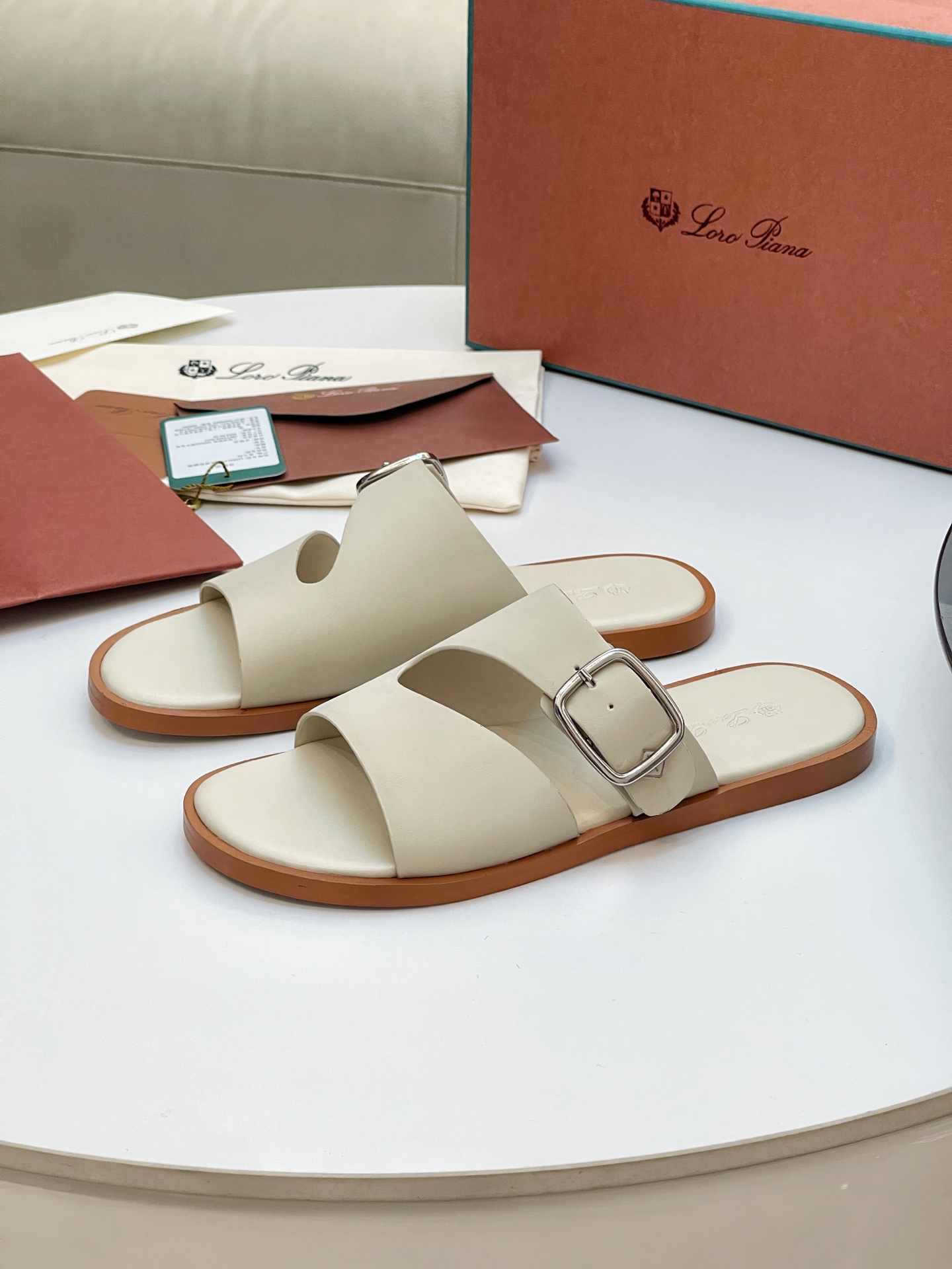 Loro Piana Men's Leather Buckle Slide Sandals - Stylish Summer Comfort 4 i1746550546445 7668 0 2