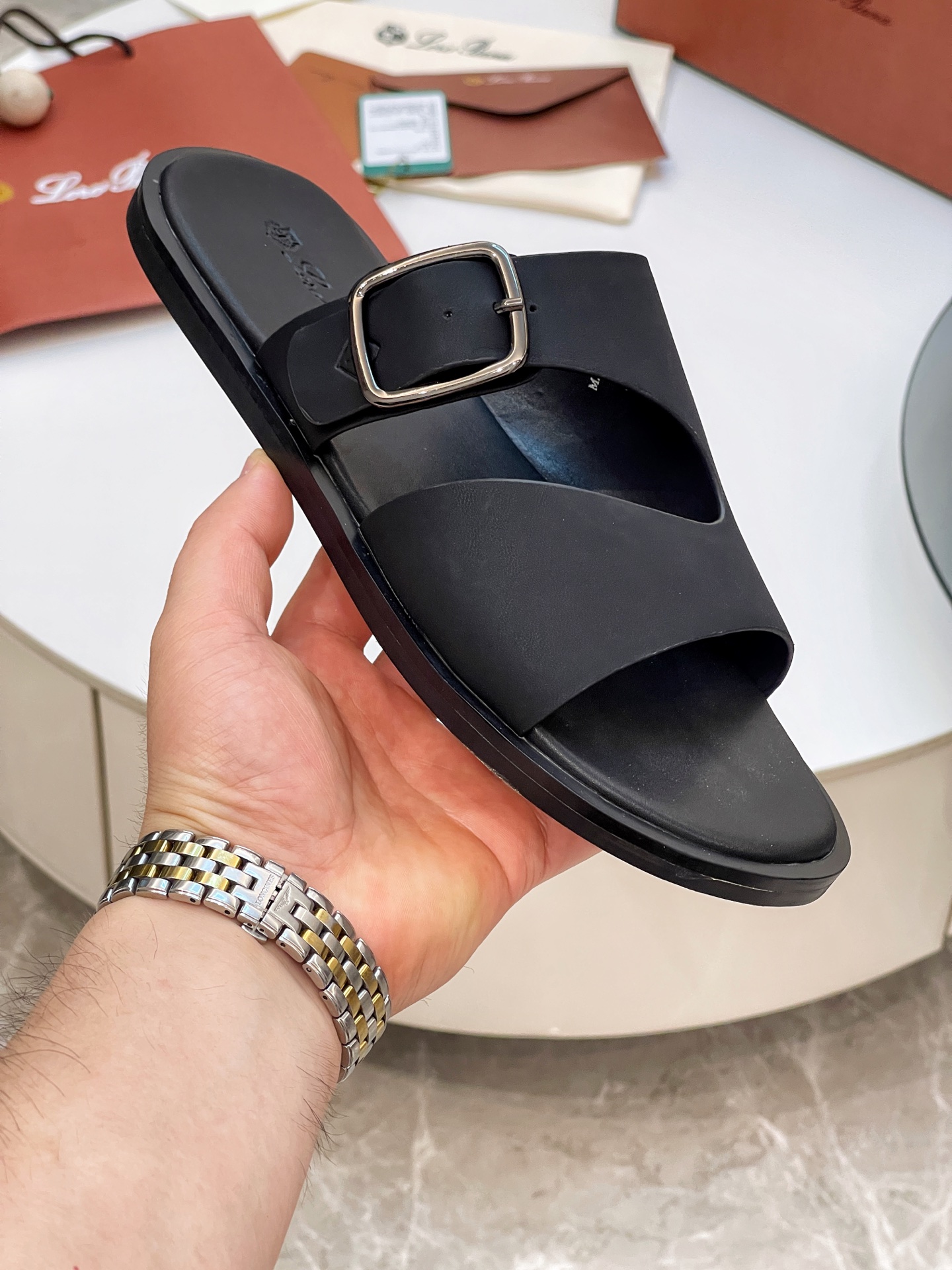 Loro Piana Men's Summer Buckle Sandals Italian Leather, Sizes 39-44 6 i1746550566286 7432 0 4