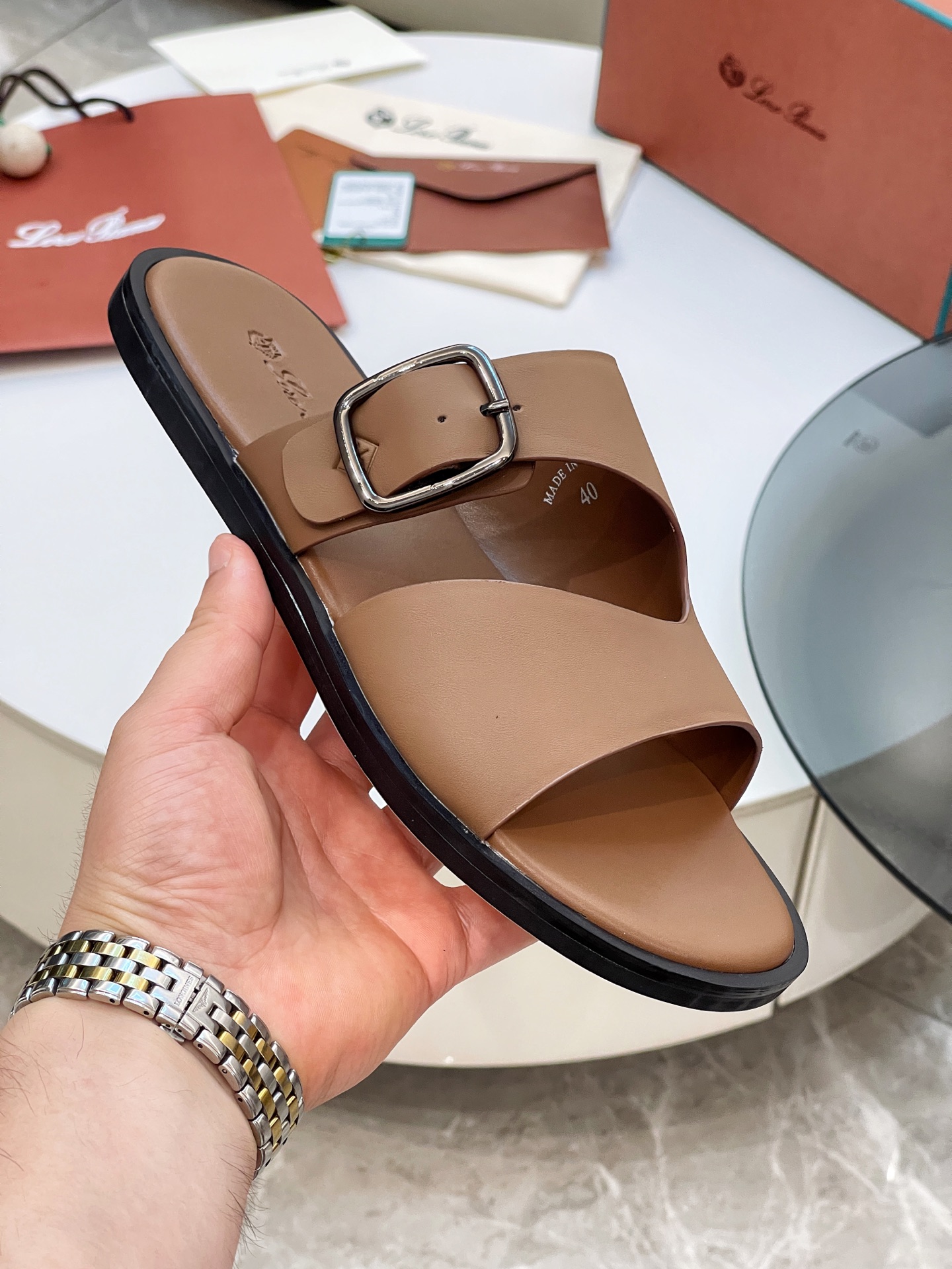 Loro Piana Men's Leather Sandals - Italian Craftsmanship & Comfort 5 i1746550582809 9708 0 3