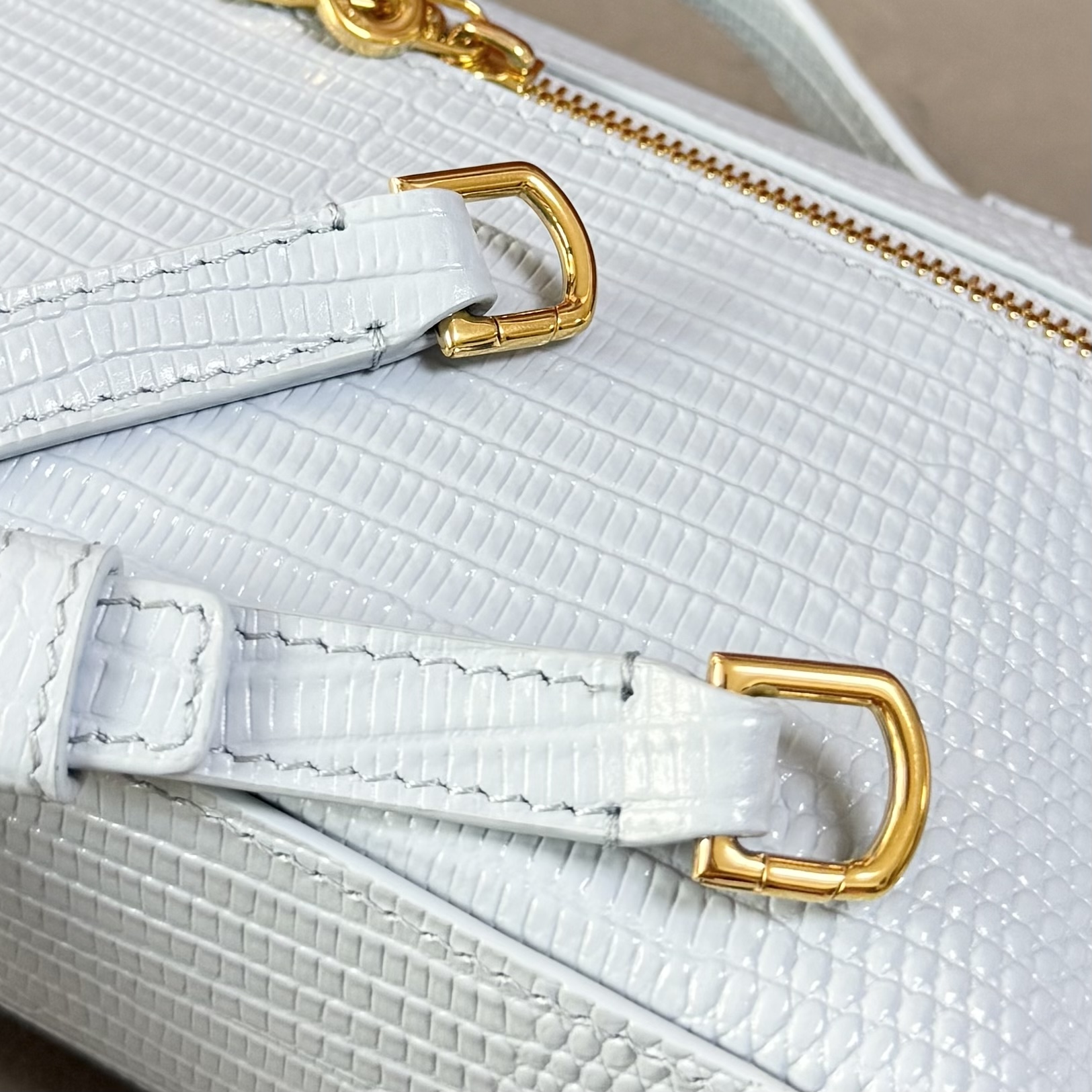 Loro piana Extra Pocket L19手拿包 小牛皮/货号:FAI8393 颜色：浅蓝色蜥蜴纹 产品详情