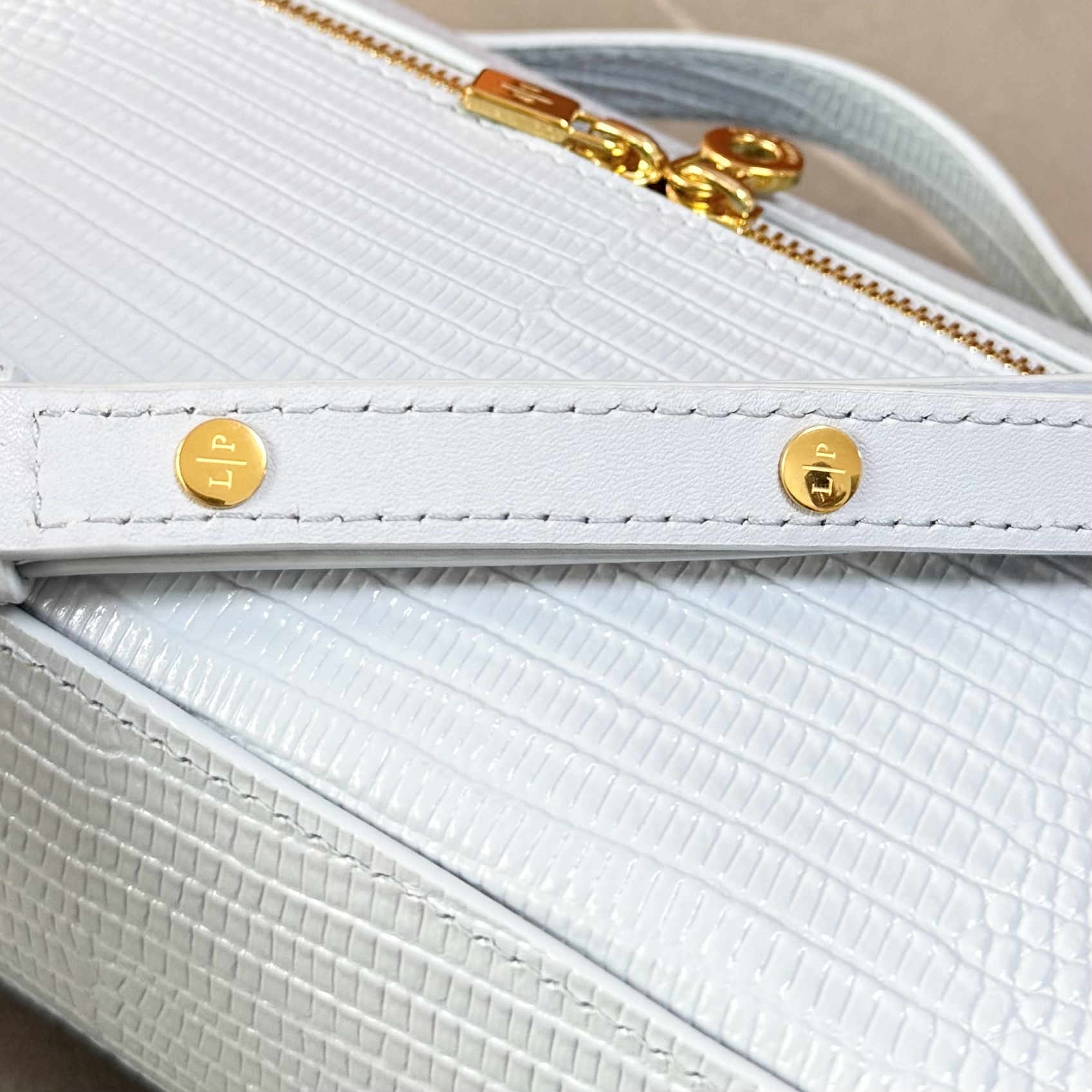 Loro piana Extra Pocket L19手拿包 小牛皮/货号:FAI8393 颜色：浅蓝色蜥蜴纹 产品详情