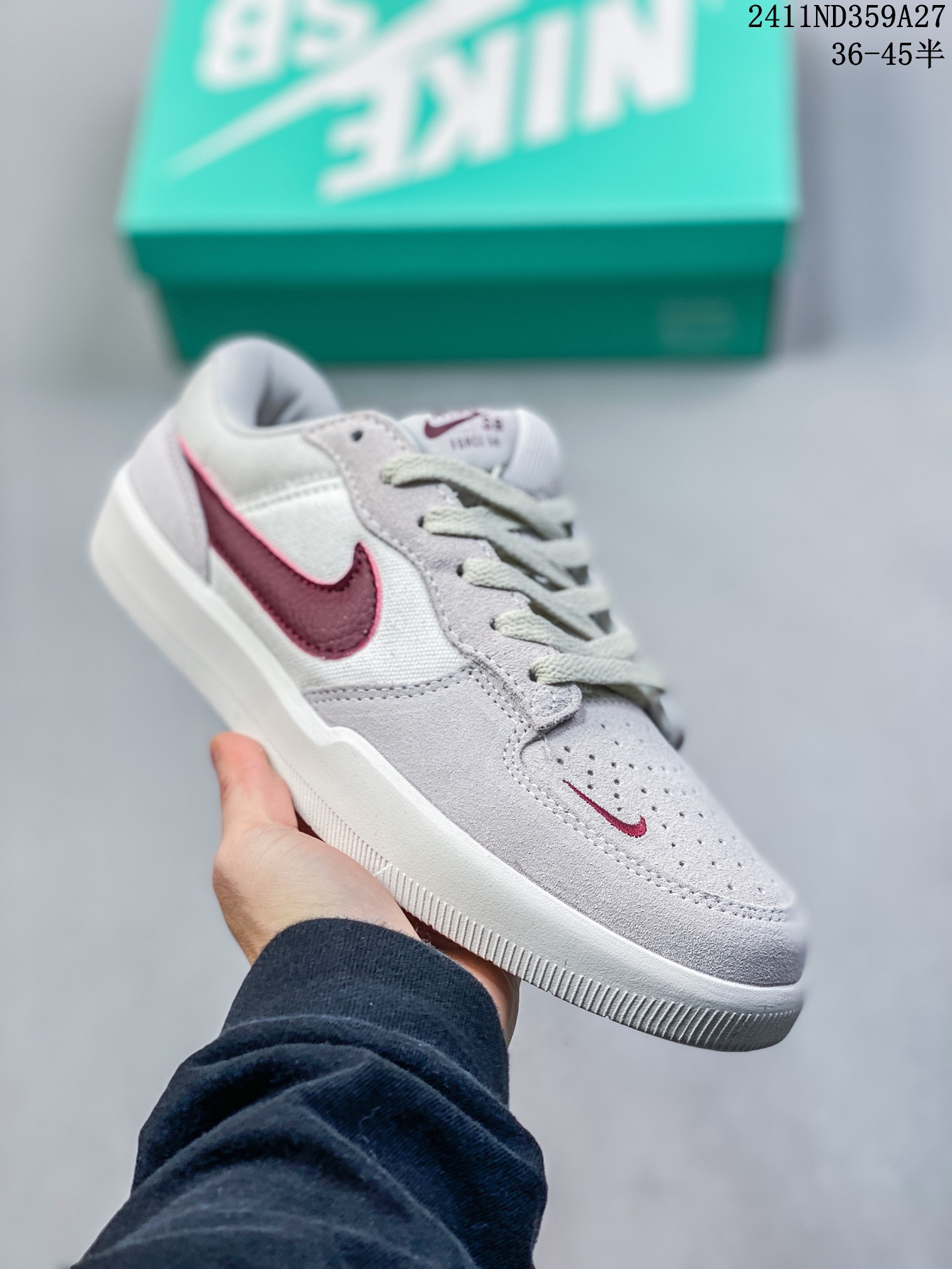 🈴💰90 ID:xnm Nike/耐克 采用翻毛皮革与帆布材质鞋面，外置耐磨橡胶外底❗️下一双街头利器，全新耐克Nike SB Force 58"Pink Salt"SB空军58系列低帮休闲运动滑板板鞋 CZ2959 类型：男女鞋 码数：36 36.5 37.5 38 38.5 39 40 40.5 41 42 42.5 43 44 45