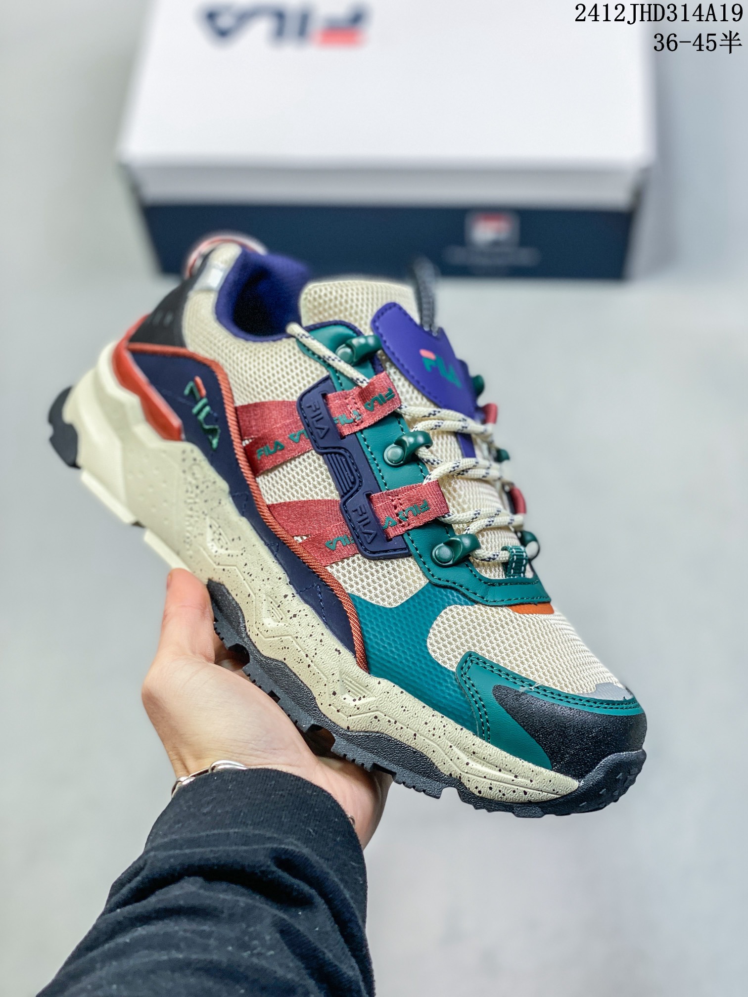 💰130 公司级✅Etudes x FILA斐乐 织物合成革TPU 圆头系带厚底 减震耐磨 低帮 复古休闲 12JHD314A19