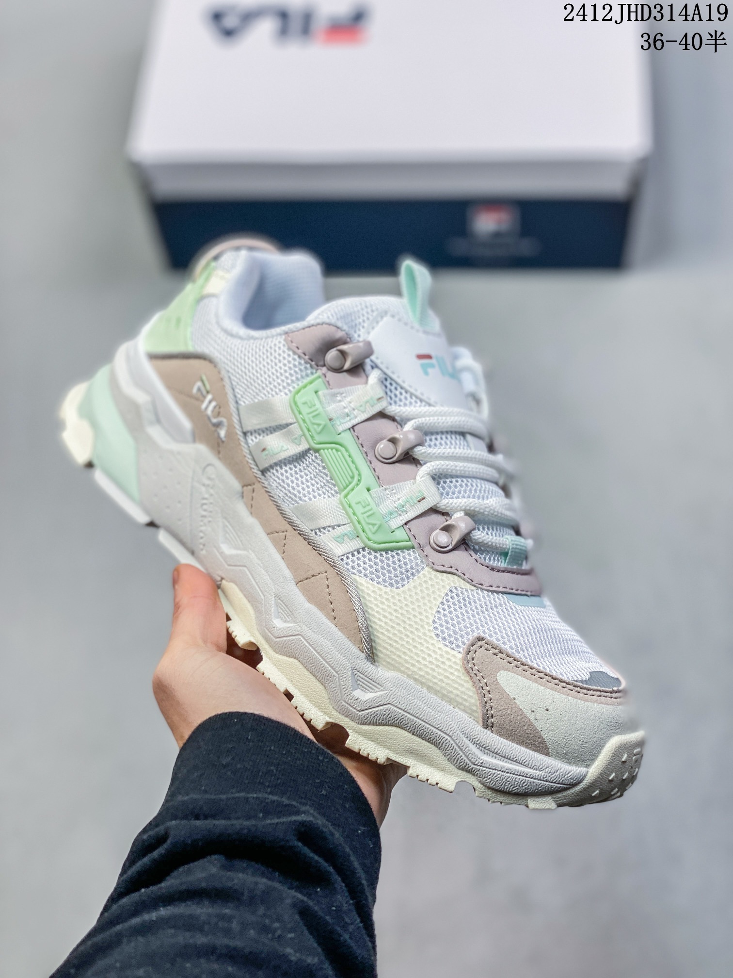 🈴💰130 公司级✅Etudes x FILA斐乐 织物合成革TPU 圆头系带厚底 减震耐磨 低帮 复古休闲 12JHD314A19