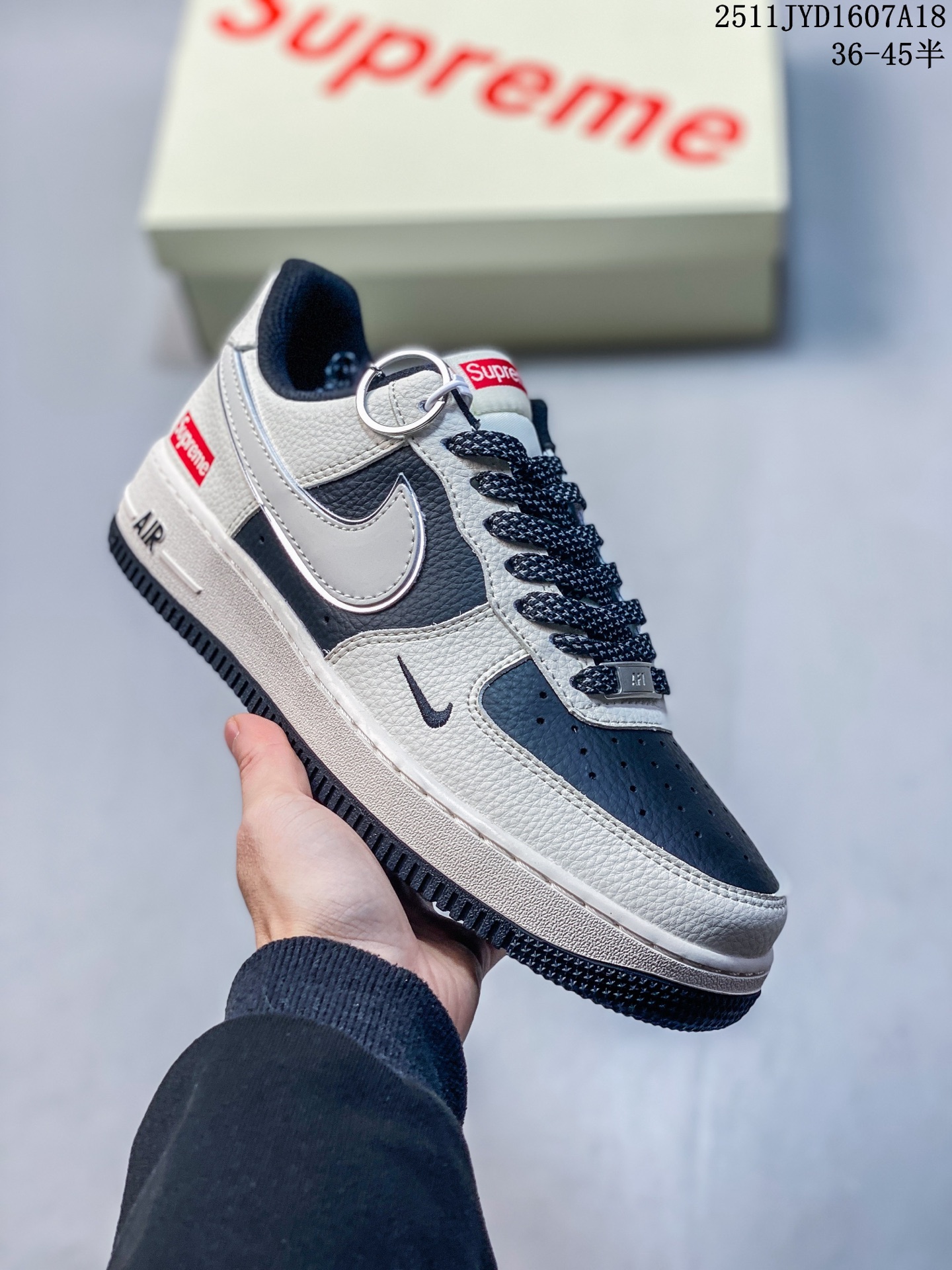 海外爆款限量发售!公司级Nike Air Force 1 '07 Low “斯图西联名 Supreme联名——米黑水晶底”空军一号 高端定制 低帮 运动鞋 休闲鞋 折边针车 工艺难度大 原楦头原纸板 原装鞋盒 定制五金配件 内置全掌气垫 原厂鞋底 货号:HH7518-036 JYD1607A18