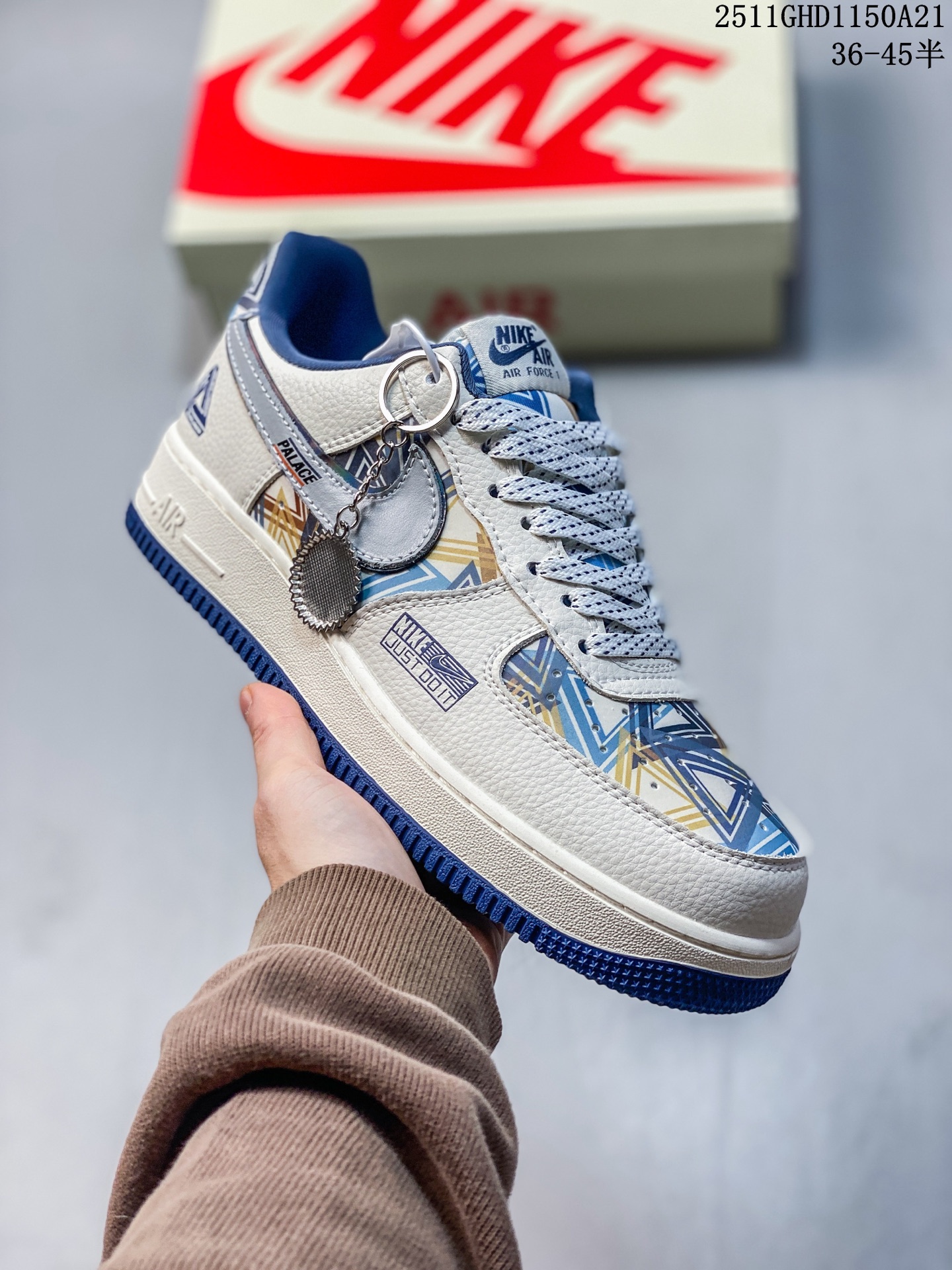 海外限量发售!公司级NIke Air Force 1 '07 Low “PALACE联名——米白积木”空军一号 低帮 运动鞋 休闲鞋 折边针车 工艺难度大 原楦头原纸板 原装鞋盒 定制五金配件 内置全掌气垫 原厂鞋底 货号:XL1979-122 GHD1150A21