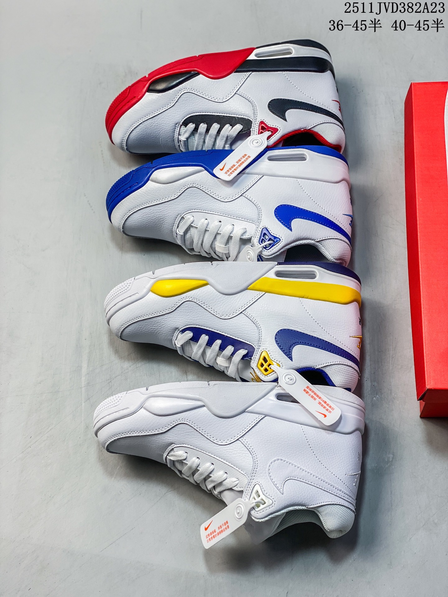 🈴️💰190
耐克(NIKE)Nike/耐克男女鞋篮球鞋经典高帮Air Flight Legacy系带缓冲舒适气垫慢跑鞋
耐克Air flight是一个很古老而且庞大的系列,历史悠久。早期的AJ其实也可以划入flight系列,还有我印象比较深的卡特所穿的shox,KG所穿的风一,他们都属于flight系列。
鞋表面是全tpu的材料,中高帮的设计,但帮不是很高,后跟加鞋底才13cm,就比低帮鞋高一点点。这款鞋其实跟AJ4很像,所以很多人也叫它AJ4兄弟款。比较一下,确实有异曲同工的感觉。特别是鞋底中部隆起的弧线与鞋面拼接的造型,实在是太像了。但鞋后部的耐克logo,以及鞋舌上的air flight标志还是说明了他的身份。配色也很经典,日常穿搭很好搭配,几乎是百搭的感觉,逛街压马路什么的非常适合。
11JVD382A23