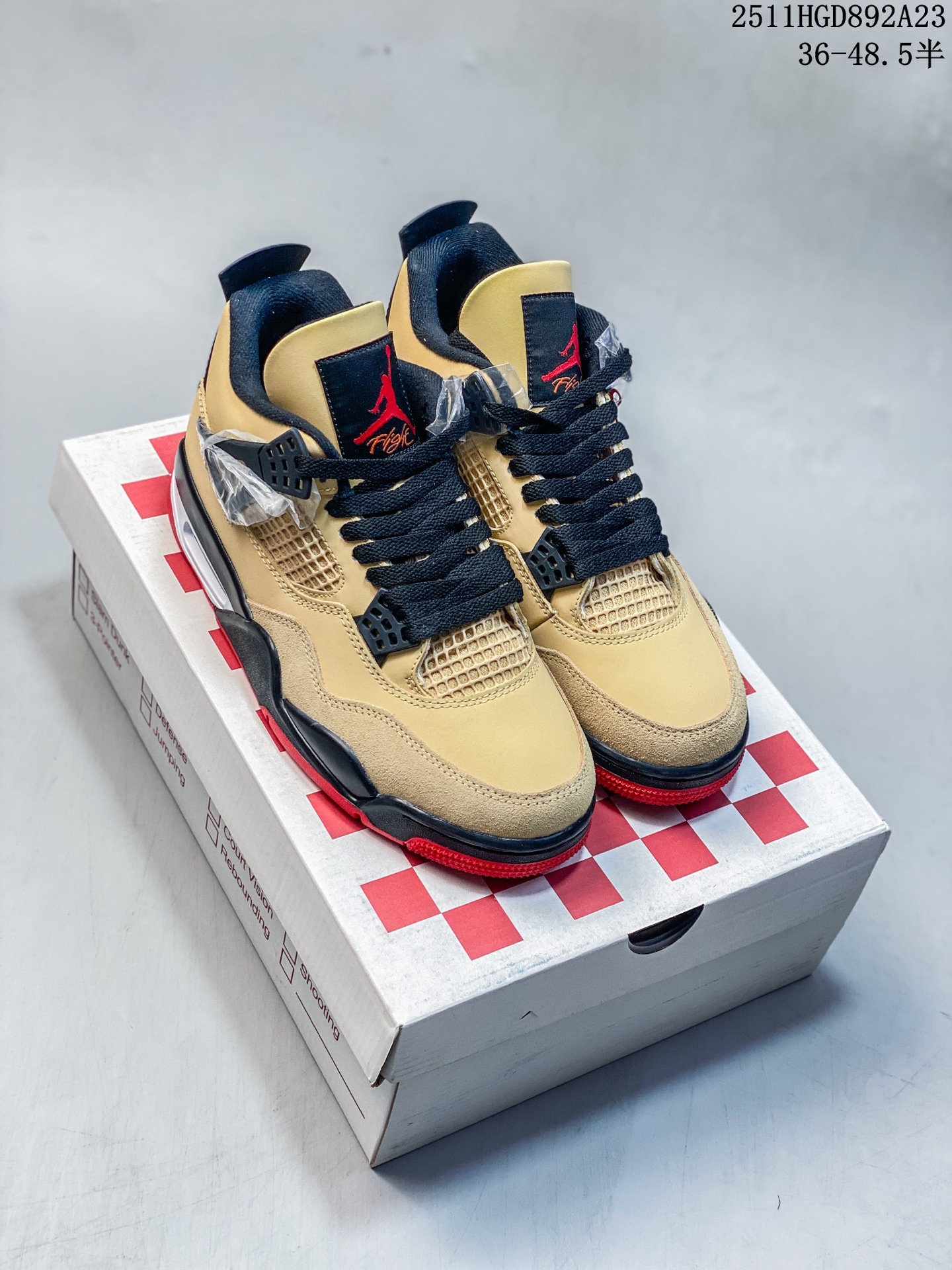 💰340
 Nike AIR JORDAN 4 RETRO (GS) 乔丹4代 披萨配色-卡其黑红 优势供应市场 平民价格定位 全新模具开发 纯正4代正确鞋型 进口头层皮料 高清洁度 立体高频 四线中底拉帮 网格大小 各方面细节都不错 品质完全碾压市面诸多嘴炮"纯原"杀猪版本 主力工厂出品 原鞋原楦原纸板开发 一眼正品既视感 细节均已解码 还原度高达98% 外贸客户寄售国外可稳妥充Z 货号：IH2094 200 尺码：36-48.5（半）
11HGD892A23