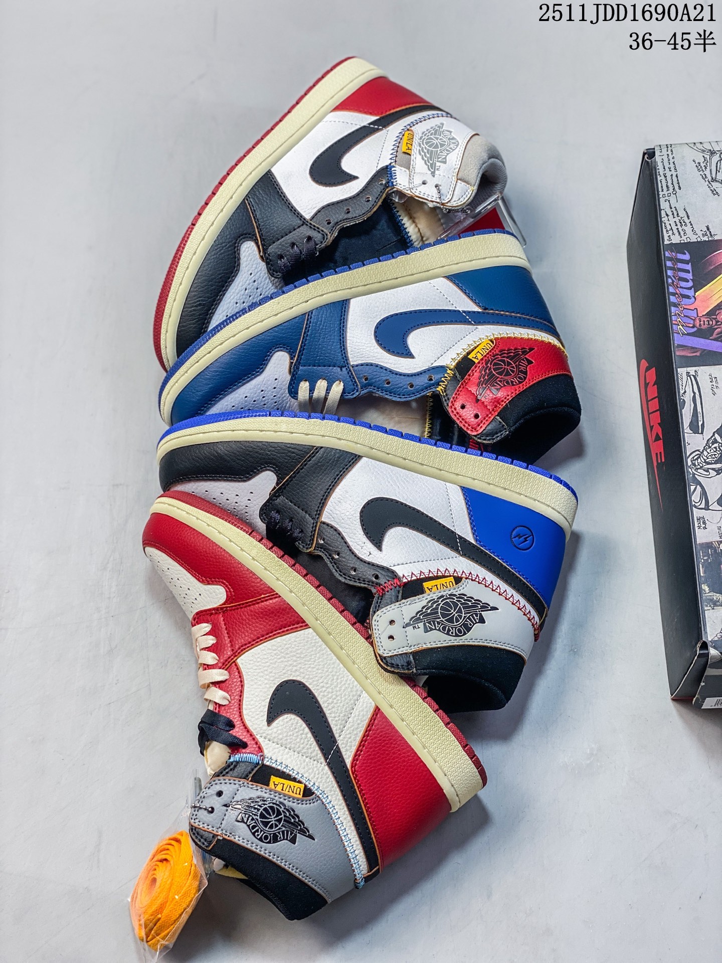 🈴️💰120
Aj1高邦UN36-45头层拼接放店110元 联名升级版 同价位最强性价比版本 升级大飞翼 头层拼接 附赠三幅鞋带 
11JDD1690A21