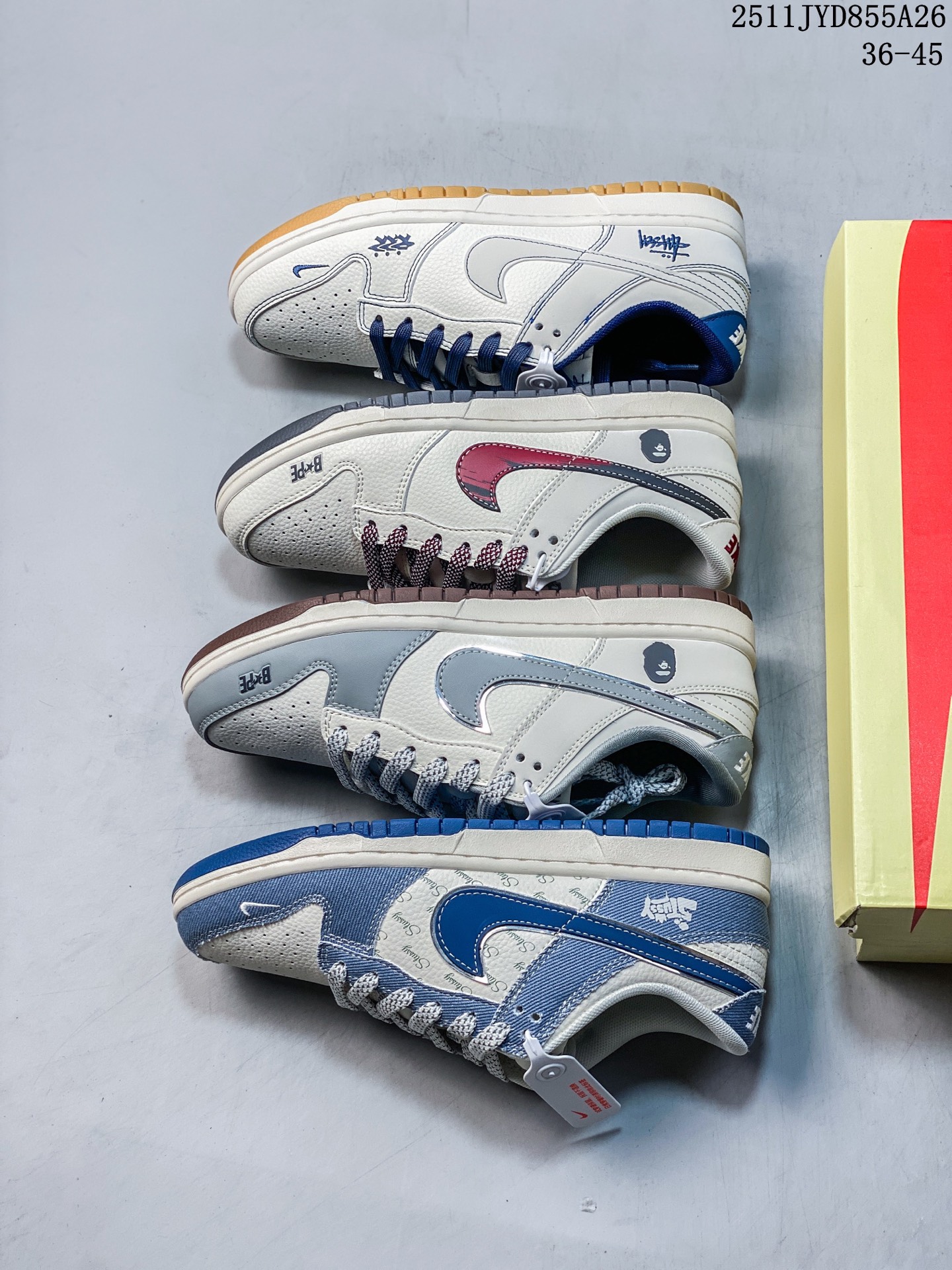 Nike SB Dunk Low“ 斯图西联名——水蓝牛仔” 周年高端定制 低帮休闲板鞋 定制鞋盒 大厂纯原品质出货 超高清洁度 皮料切割干净无任何毛边 细节完美 货号:JJ2508-562 JYD855A26