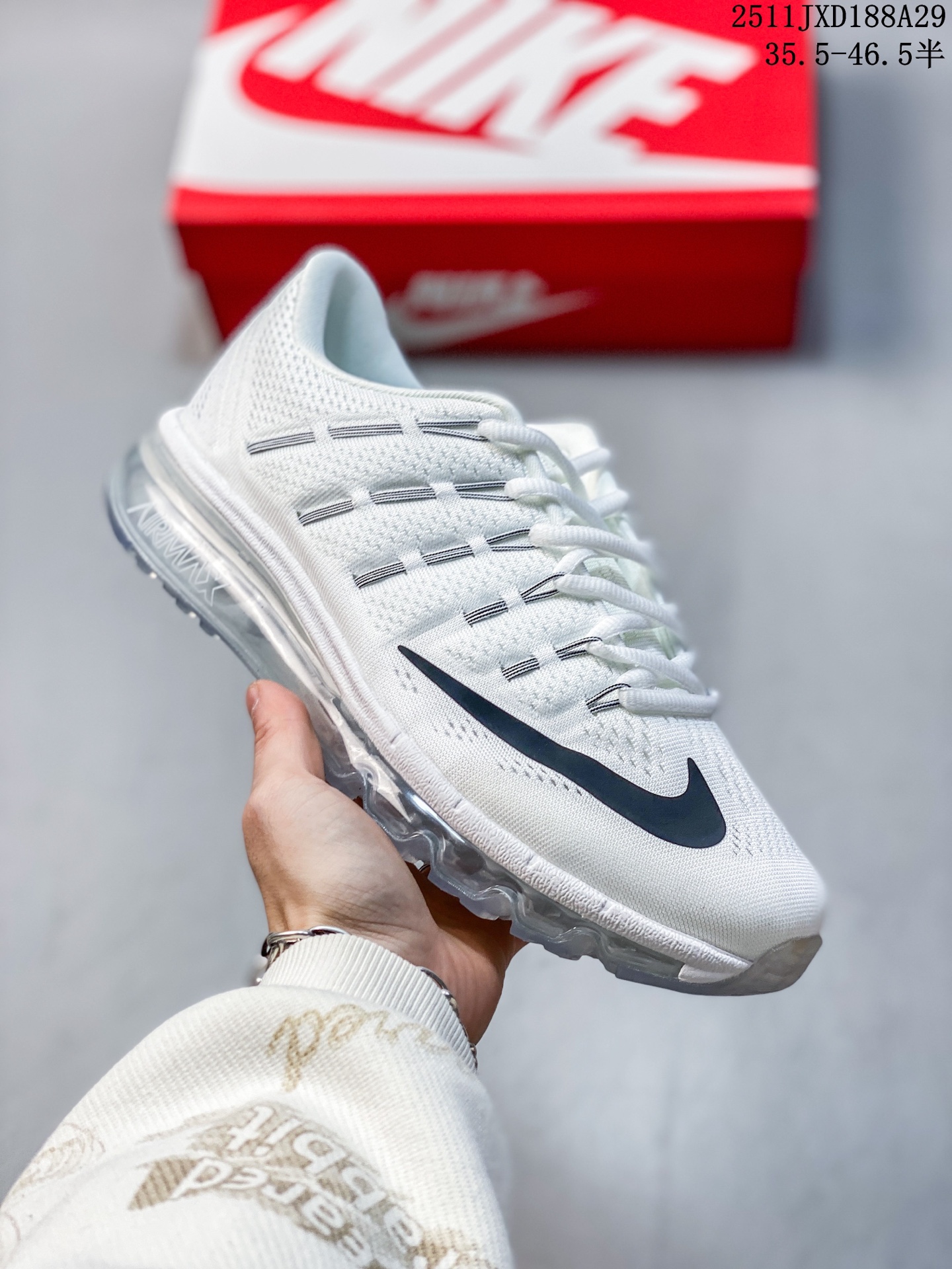 Nike/耐克 原档案数据开发纸版楦型,原厂OrthoLite(欧索莱)去味海绵鞋垫,超轻薄EVA拉帮中底材质,正确原厂钢印,全掌真Air缓震气垫大底❗️天猫长青款,耐克Nike Air Max 2016"Black/Sliver"贾卡网面全掌气垫休闲运动百搭慢跑鞋 806771 类型:男女鞋 编码:251130355.822 11JXD188A29