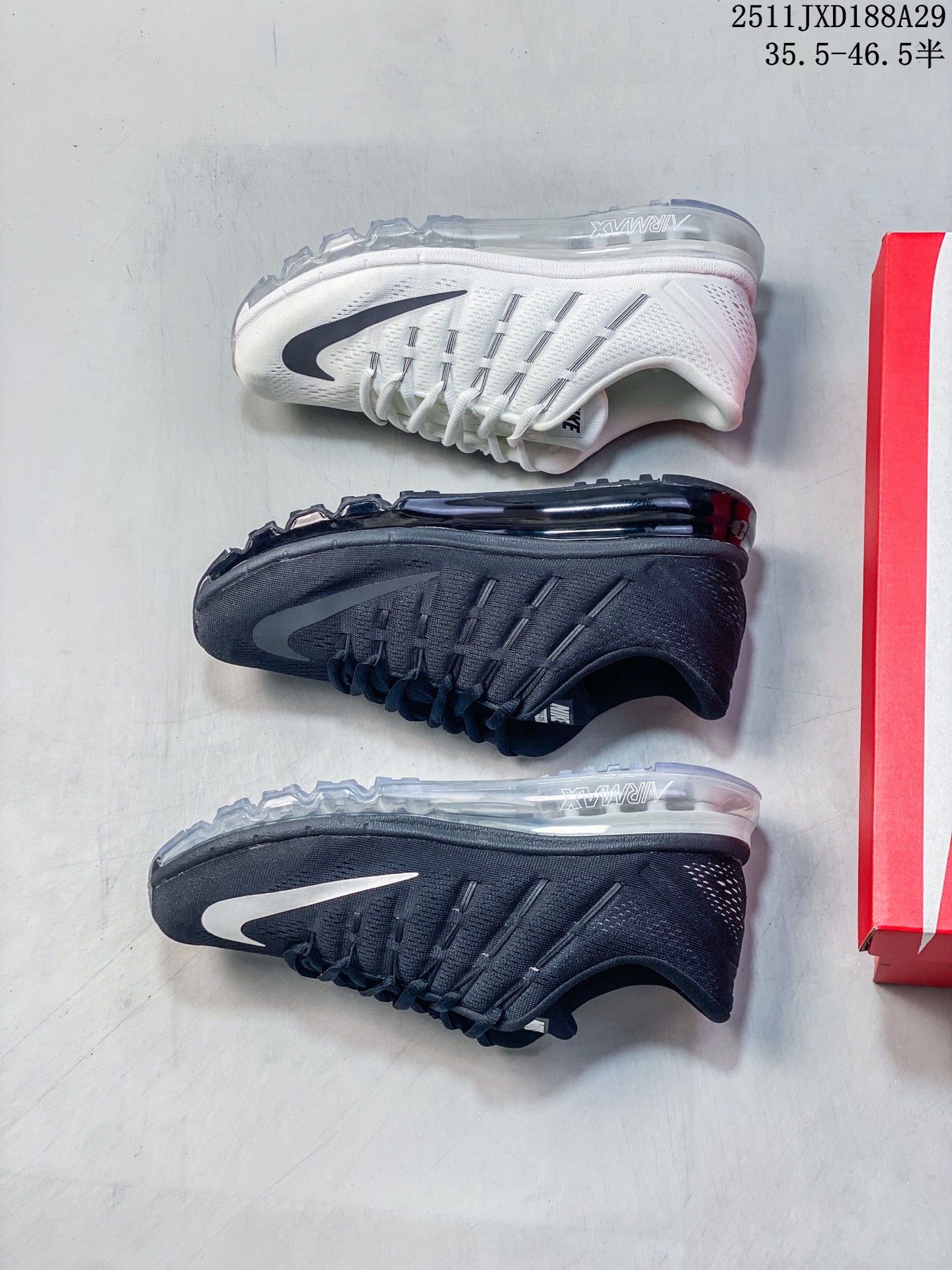 Nike/耐克 原档案数据开发纸版楦型,原厂OrthoLite(欧索莱)去味海绵鞋垫,超轻薄EVA拉帮中底材质,正确原厂钢印,全掌真Air缓震气垫大底❗️天猫长青款,耐克Nike Air Max 2016"Black/Sliver"贾卡网面全掌气垫休闲运动百搭慢跑鞋 806771 类型:男女鞋 编码:251130355.822 11JXD188A29