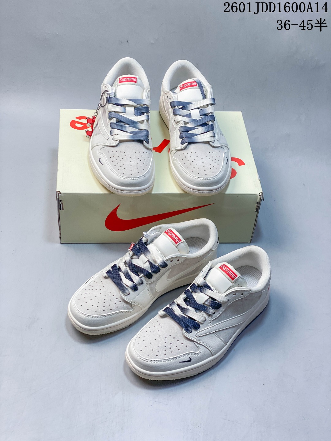 🈴套现特价💰120
海外爆款限量发售！ Travis Scott x Jordan 1 Low “Supreme联名——猪八双拼米灰” 高端定制 乔丹倒勾低帮休闲板鞋 大厂纯原品质出货 纯正版型 定制鞋盒 皮料切割干净无任何毛边 细节完美  超高清洁度
货号：HH7518-001
Size：36 36.5 37.5 38 38.5 39 40 40.5 41 42 42.5 43 44 44.5 45
01JDD1600A14