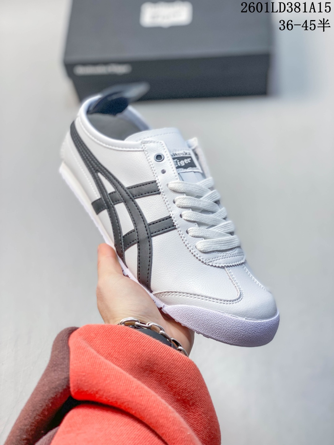 放店💰70
鬼冢虎Onitsuka Tiger Mexico 66 一脚蹬男女同款皮革鞋面休闲板鞋 鬼冢虎Onitsuka Tiger的MEXICO 66™系列是其经典复古运动鞋的代表作之一，而“一脚蹬”设计的SLIP-ON款式则是在此基础上的便捷化改良，主打无需系带、穿脱快速的休闲体验‌。该系列鞋款通常采用帆布材质，强调透气性和舒适度，并延续了MEXICO 66的复古外观，如侧面的标志性条纹设计和流畅的鞋型轮廓‌。

尺码:  36-45含半码
01LD381A15