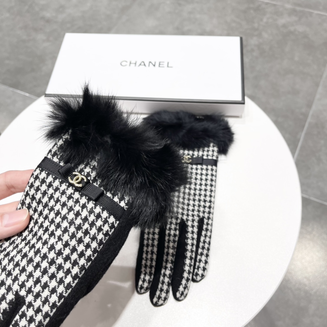 ️Chanel香奈儿2023秋冬懒兔毛羊毛手套值得对比同款不同品质秒杀市场差产品羊毛十懒兔毛内里加绒经典