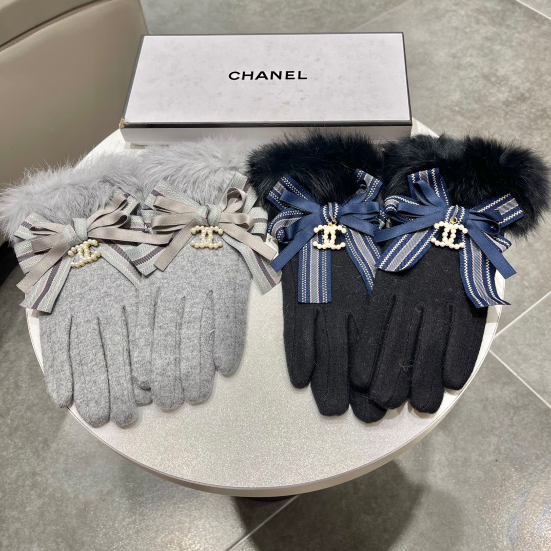 Chanel香奈儿2023秋冬懒兔毛羊毛手套值得对比同款不同品质秒杀市场差产品羊毛十懒兔毛内里加绒经典不