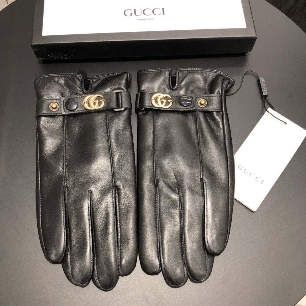Gucci古奇男士全触屏羊皮手套带上手套也可以点触手机超实用做工质量都特别好男士必备款码数XLXXL