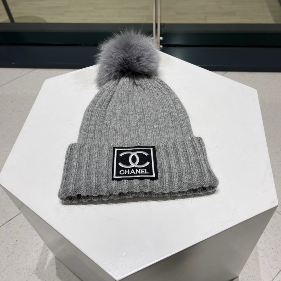 【CHANEL香奈儿】秋冬兔毛新款针织小香风针织毛线帽，走量款～出街超好搭配！