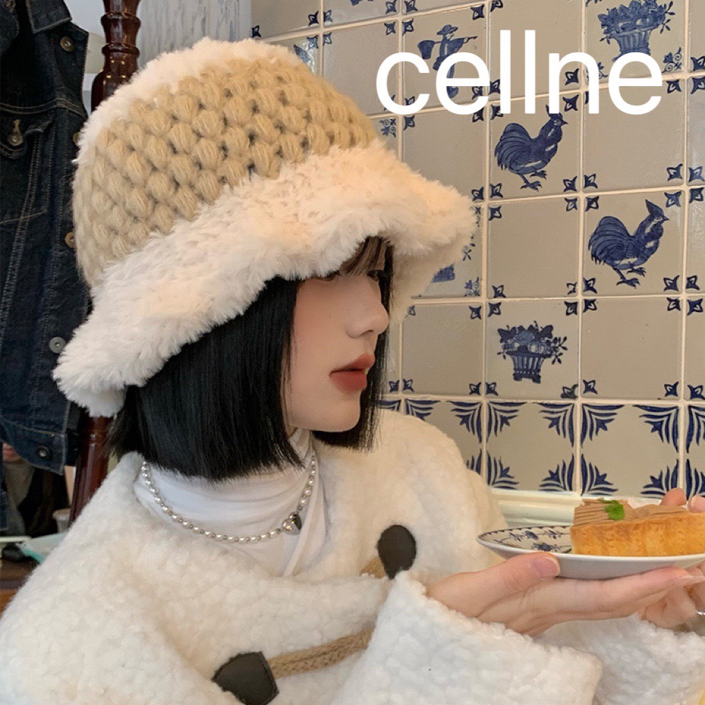Celine Hats Bucket Hat Splicing Knitting Winter Collection