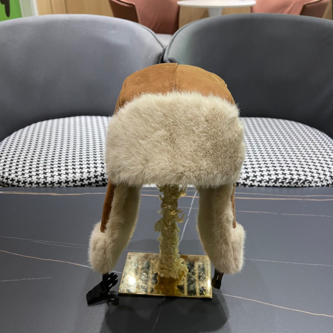 MONCLER拼接麂皮绒毛绒雷锋帽子男女户外滑雪保暖加厚骑车防寒东北帽