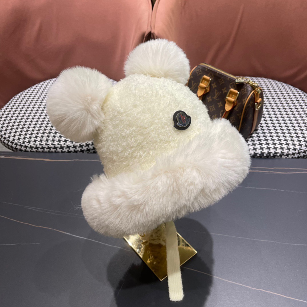 moncler秋冬季新款可爱小熊耳朵百搭毛线帽韩版显脸小保暖套头女帽