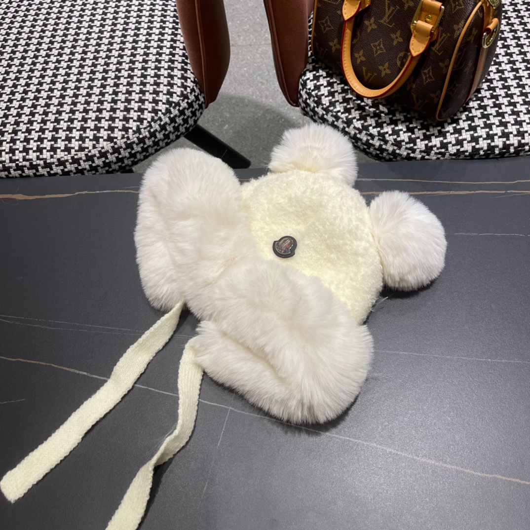 moncler秋冬季新款可爱小熊耳朵百搭毛线帽韩版显脸小保暖套头女帽