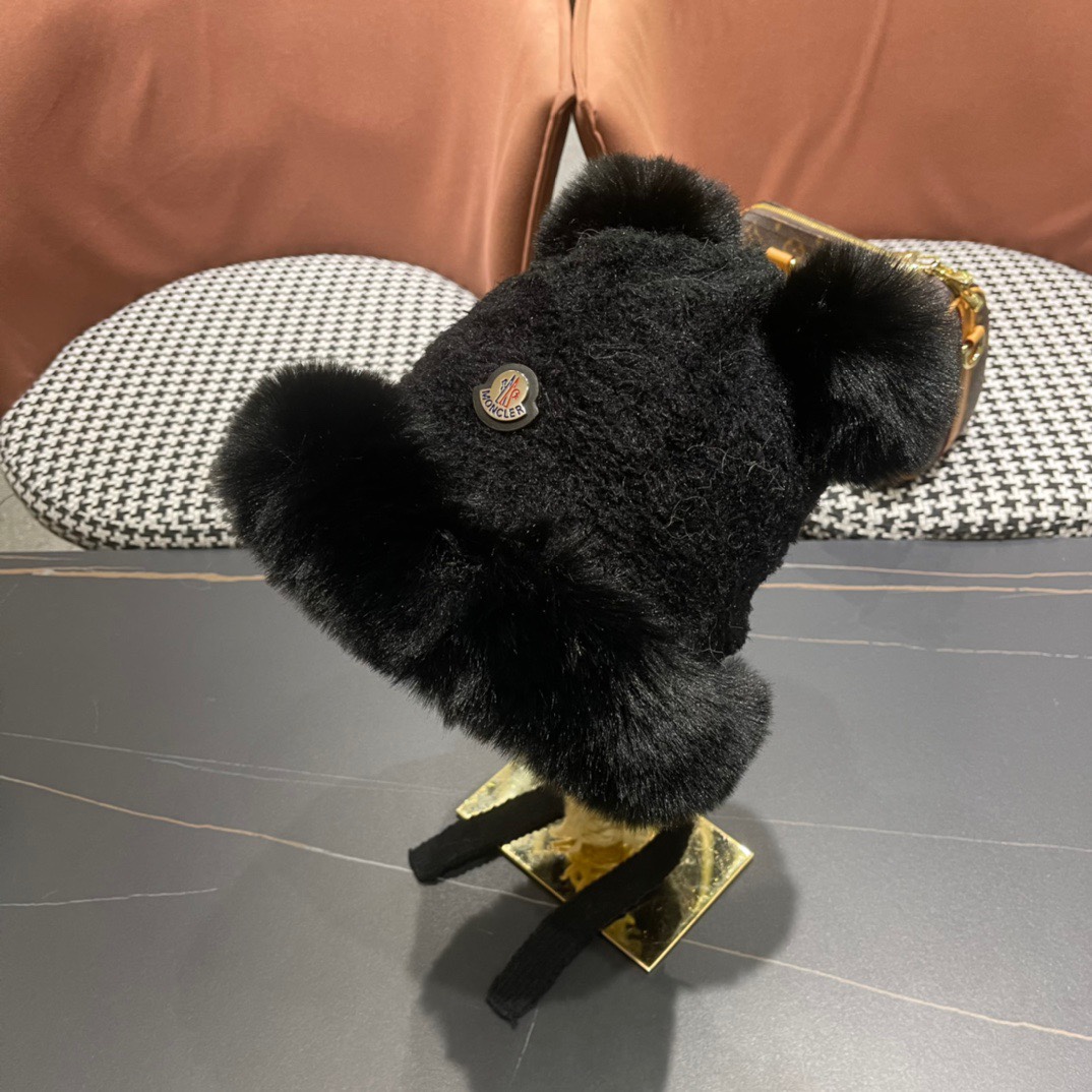 moncler秋冬季新款可爱小熊耳朵百搭毛线帽韩版显脸小保暖套头女帽