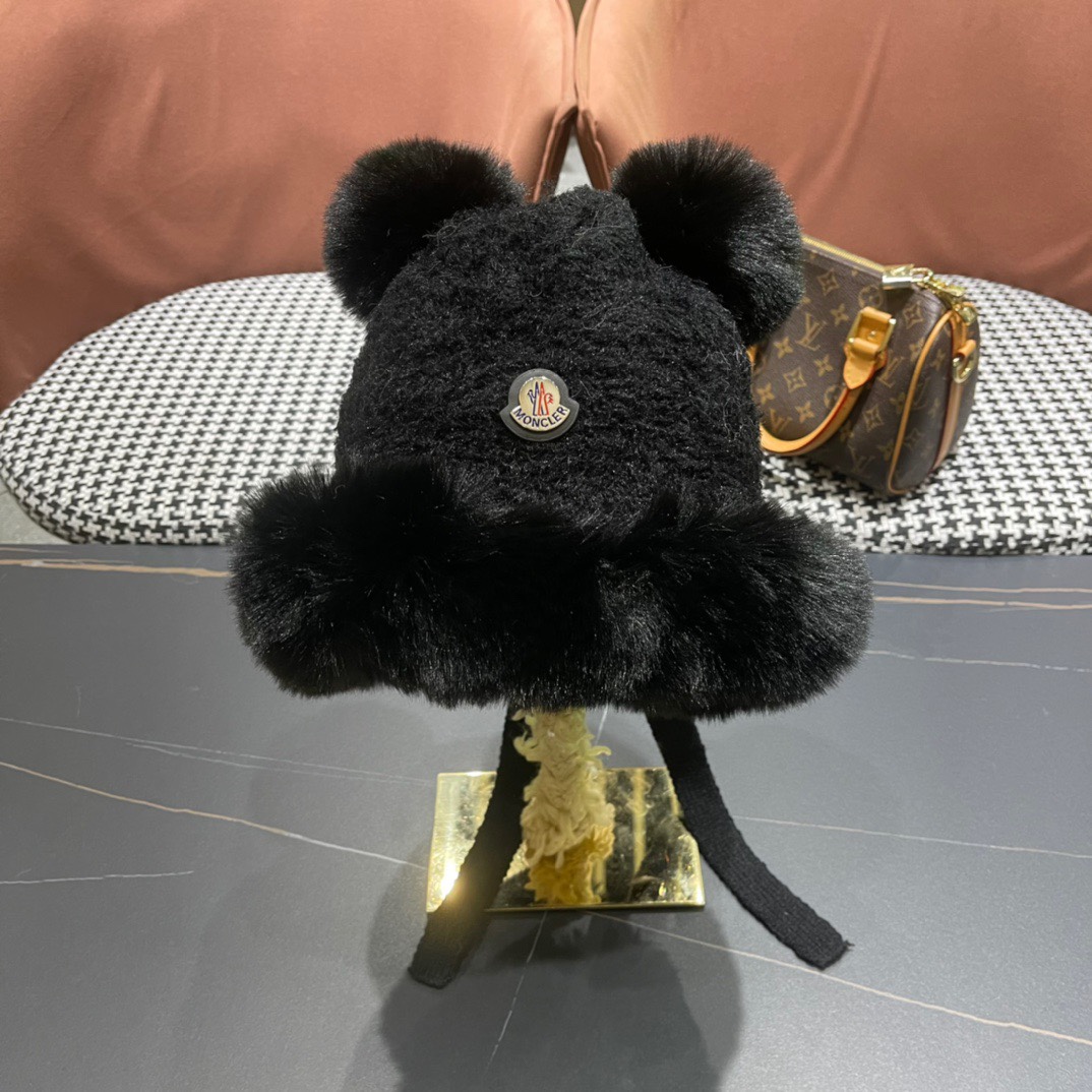 moncler秋冬季新款可爱小熊耳朵百搭毛线帽韩版显脸小保暖套头女帽