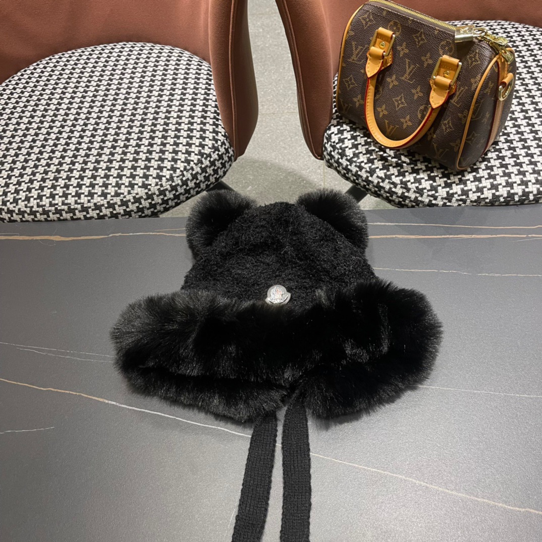 moncler秋冬季新款可爱小熊耳朵百搭毛线帽韩版显脸小保暖套头女帽