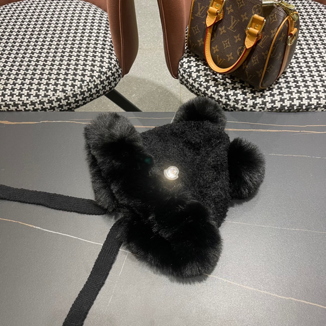 moncler秋冬季新款可爱小熊耳朵百搭毛线帽韩版显脸小保暖套头女帽