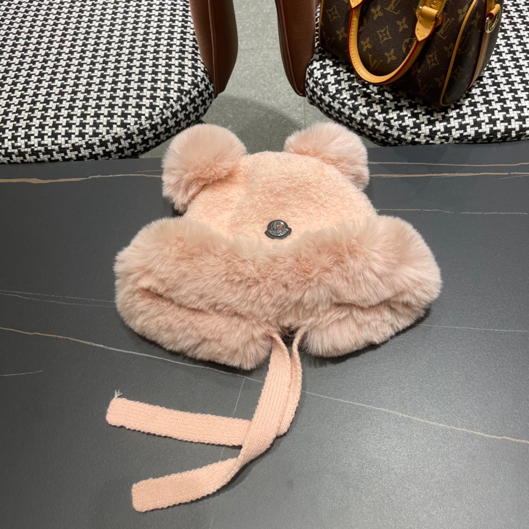 moncler秋冬季新款可爱小熊耳朵百搭毛线帽韩版显脸小保暖套头女帽