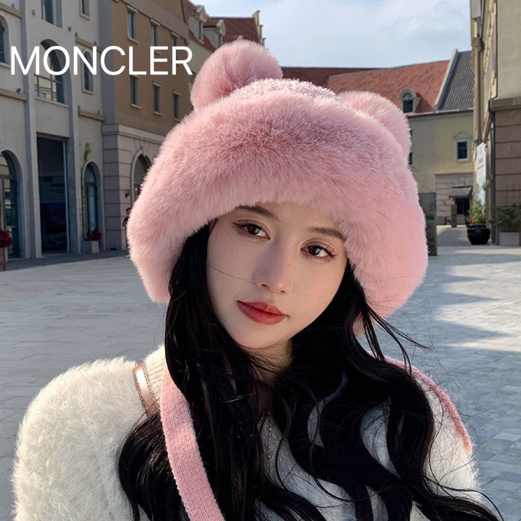 moncler秋冬季新款可爱小熊耳朵百搭毛线帽韩版显脸小保暖套头女帽