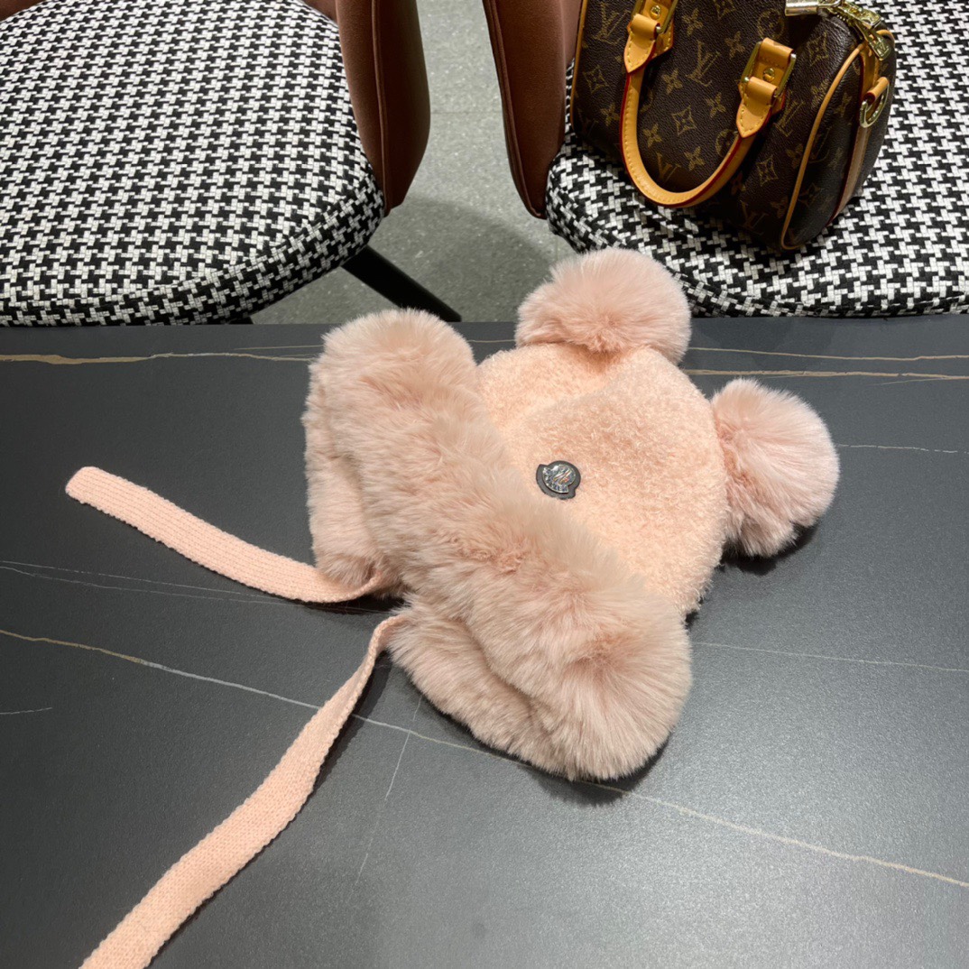 moncler秋冬季新款可爱小熊耳朵百搭毛线帽韩版显脸小保暖套头女帽