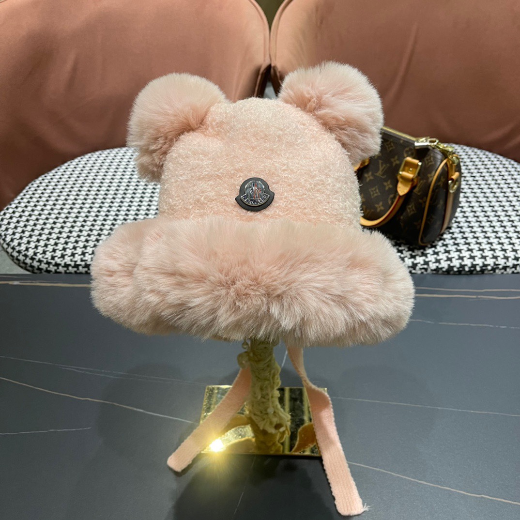 moncler秋冬季新款可爱小熊耳朵百搭毛线帽韩版显脸小保暖套头女帽