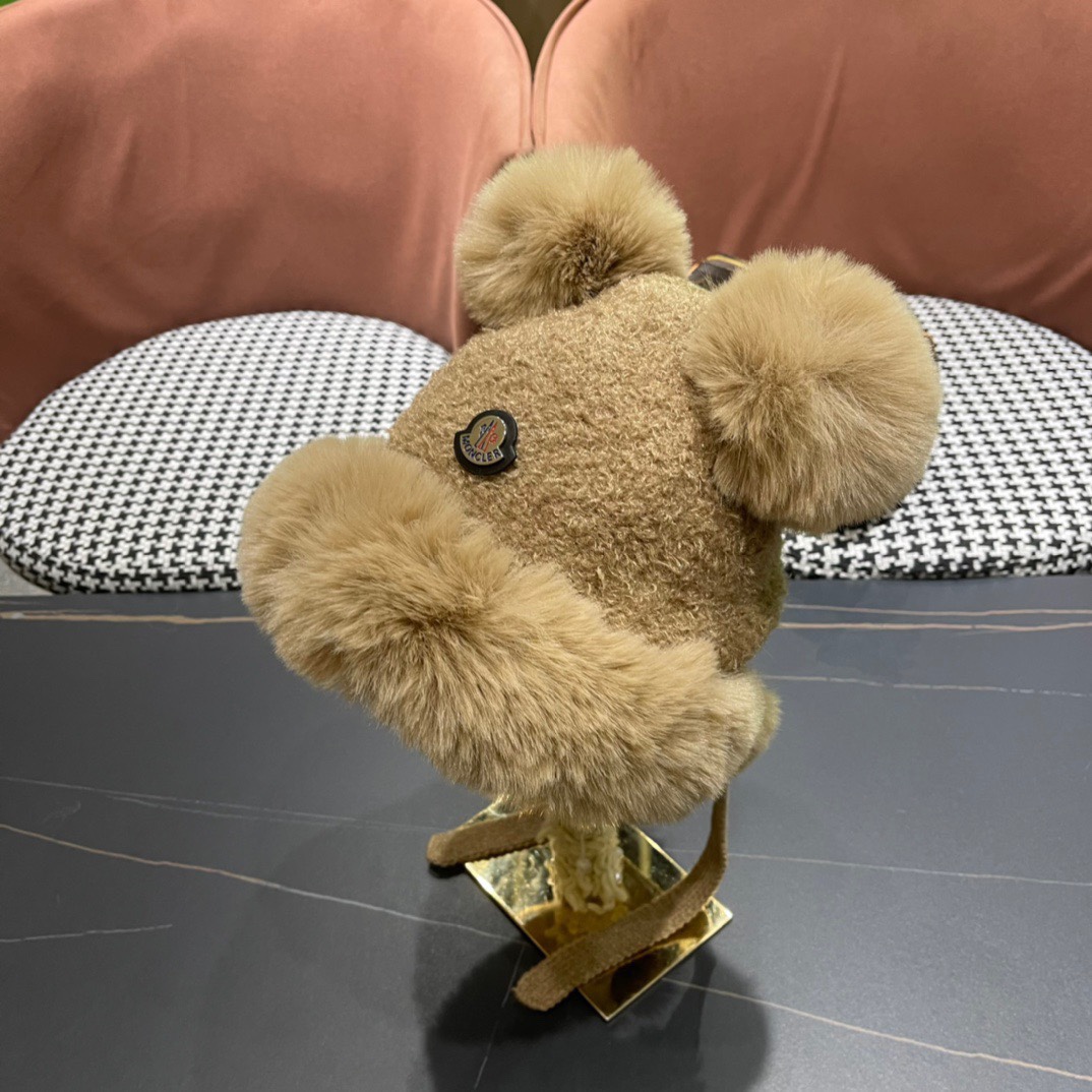 moncler秋冬季新款可爱小熊耳朵百搭毛线帽韩版显脸小保暖套头女帽