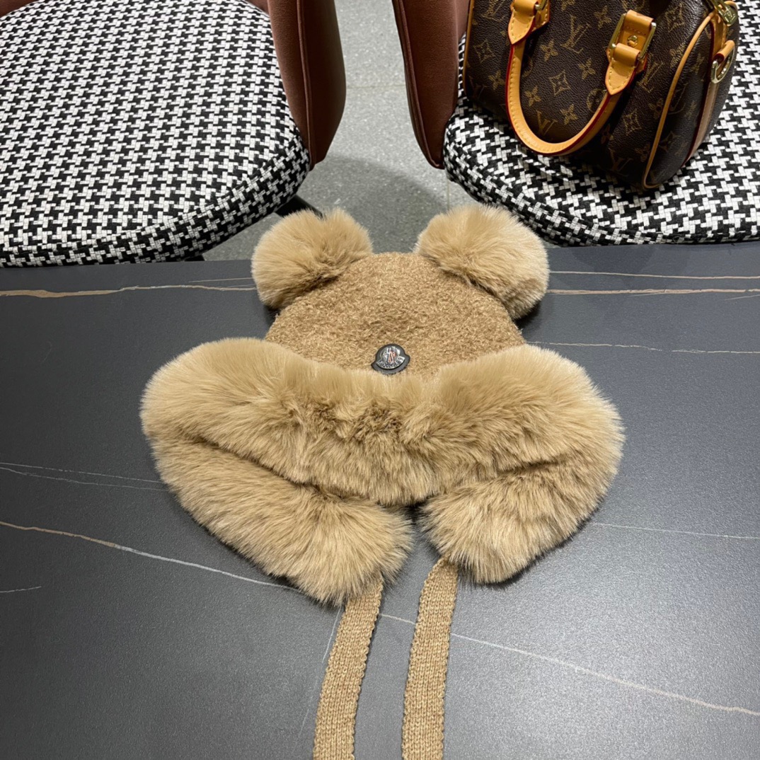 moncler秋冬季新款可爱小熊耳朵百搭毛线帽韩版显脸小保暖套头女帽
