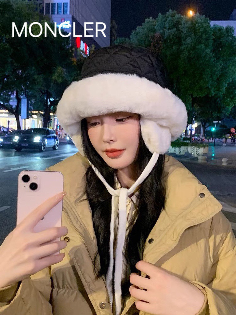  MONCLER蒙口秋冬雷锋帽子女加绒加厚耳罩毛绒韩版护耳显脸小户外防寒套头冷帽