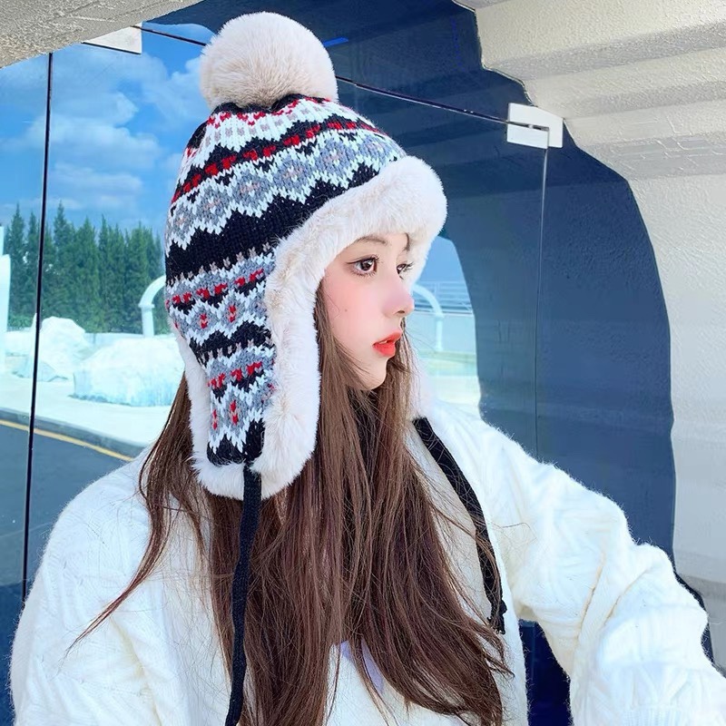 NO:191026,New New Year hat Lei Feng hat women's face showing their face in winter Korean version versatile thickened warm cycling ear protection wool hat, hat, hats19860909新款新年帽 雷锋帽子女显脸小冬天韩版百搭加厚保暖骑车护耳毛线帽,帽子,hats,hat