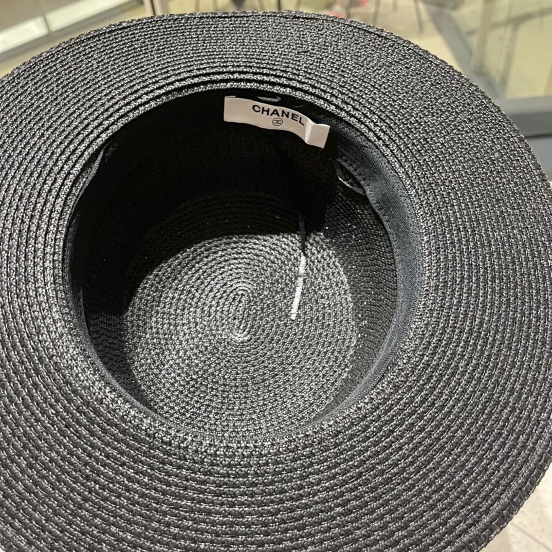  Chanel香奈儿平顶帽，太阳草帽，名媛风，头围57cm