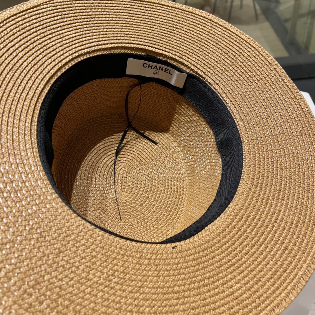  Chanel香奈儿平顶帽，太阳草帽，名媛风，头围57cm