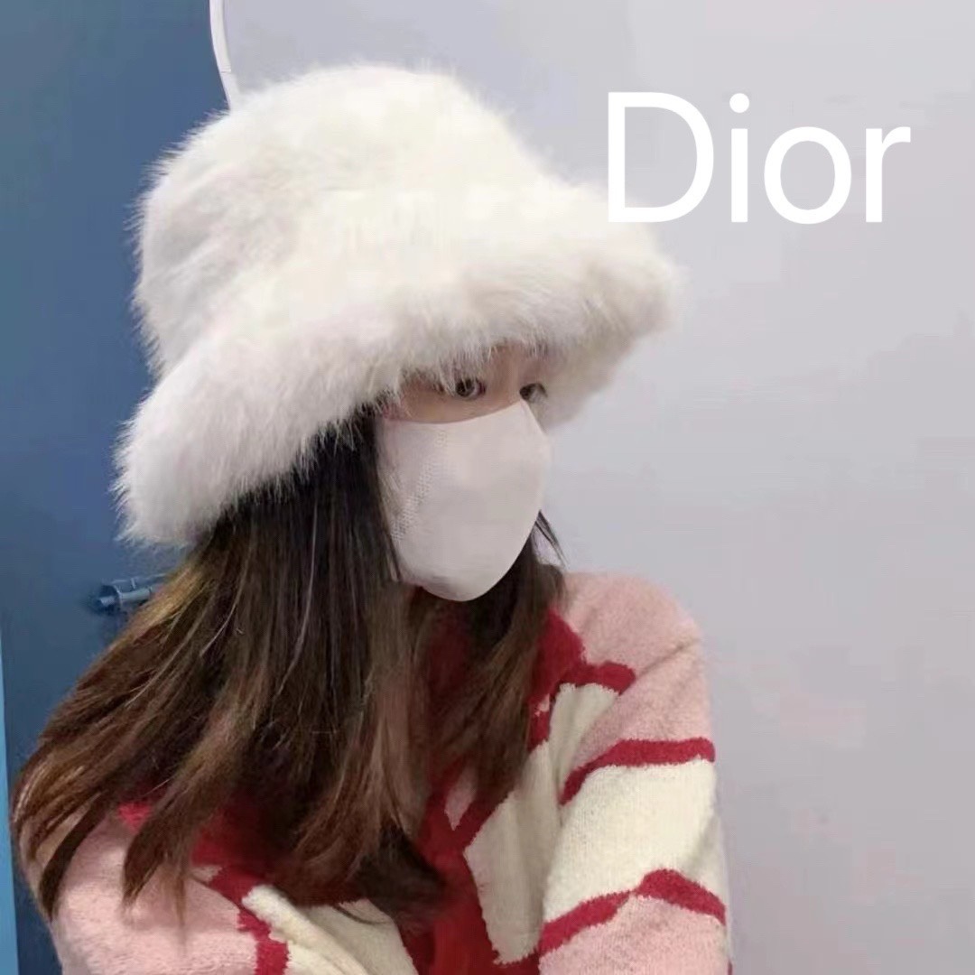 Gorra de pescador de pelo sintético Dior para mujer, otoño/invierno, gorra de pescador de felpa, caqui, alta gama, hace…