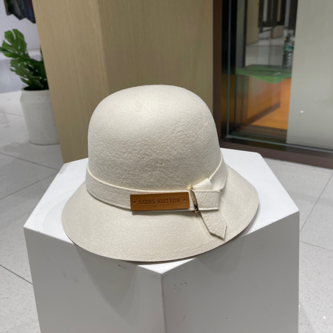 Negro, café, blanco. Nuevo gorro de lana de LV Louis Vuitton, sombrero de copa, 100% lana, talla 57cm. Gorros: sombrero…